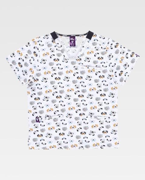 Casacca bianca unisex con fantasia animali