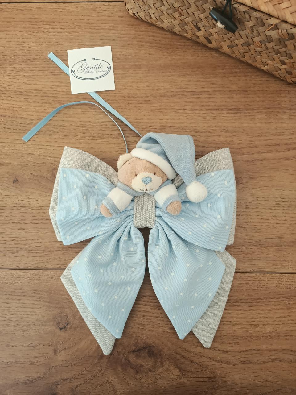 Fiocco culla in tessuto con orsetto Gentile Baby Couture