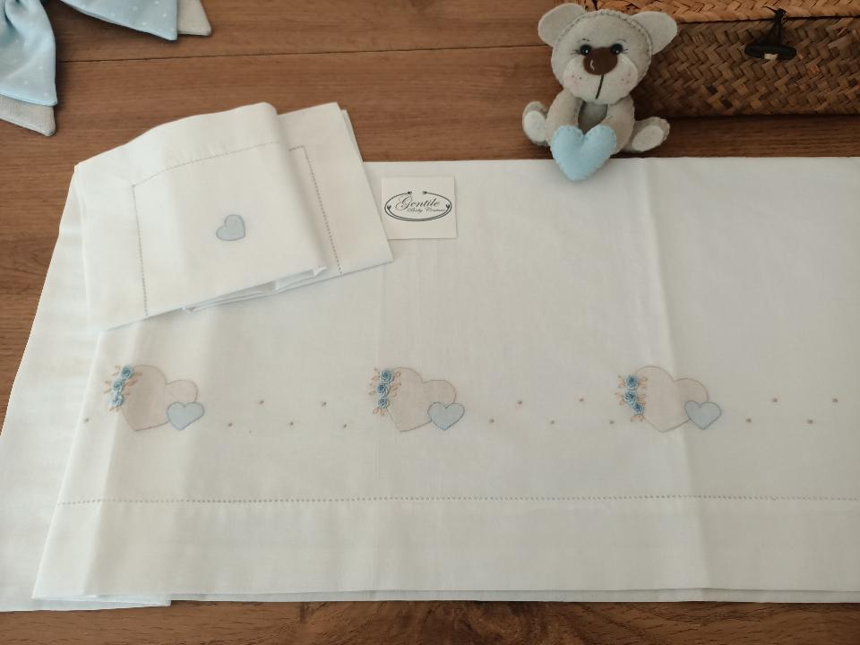 Lenzuolino per carrozzina ORSETTI ricamato a mano Gentile Baby Couture Con merletto in cotone
