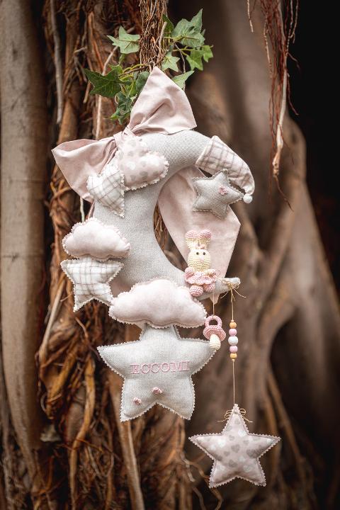 Fiocco luna con coniglio uncinetto Gentile Baby Couture Mel14