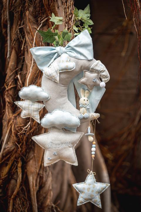Fiocco luna con coniglio uncinetto Gentile Baby Couture Mel14