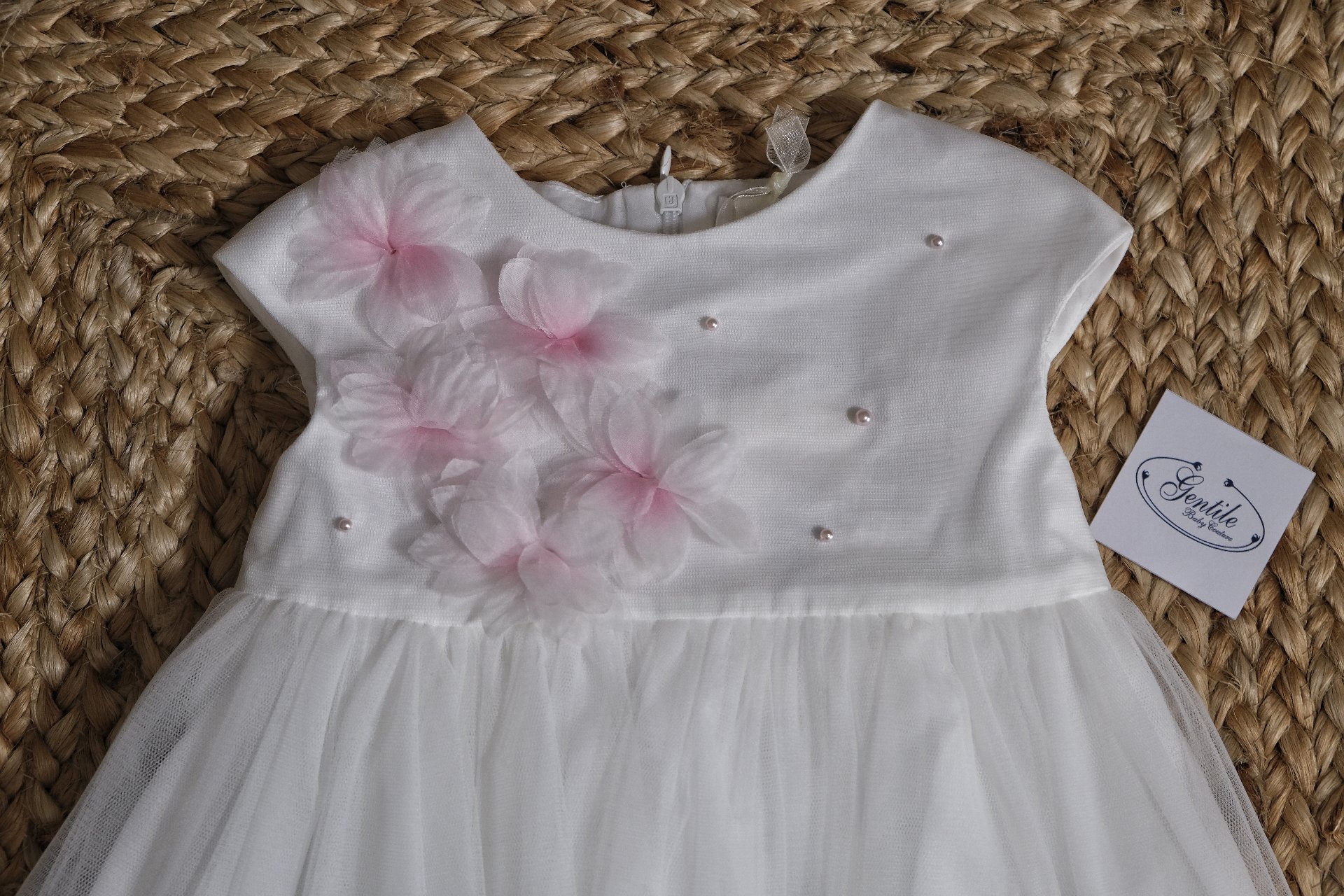 Abito elegante con tulle e fiori in organza Bimbalò