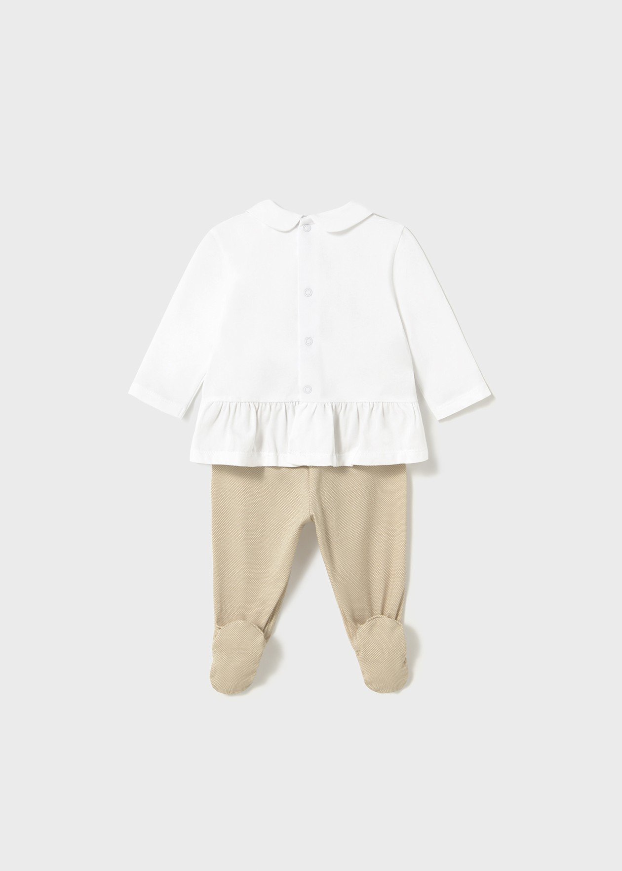 Completo 2 pezzi in jersey di cotone Bianco / Beige Mayoral