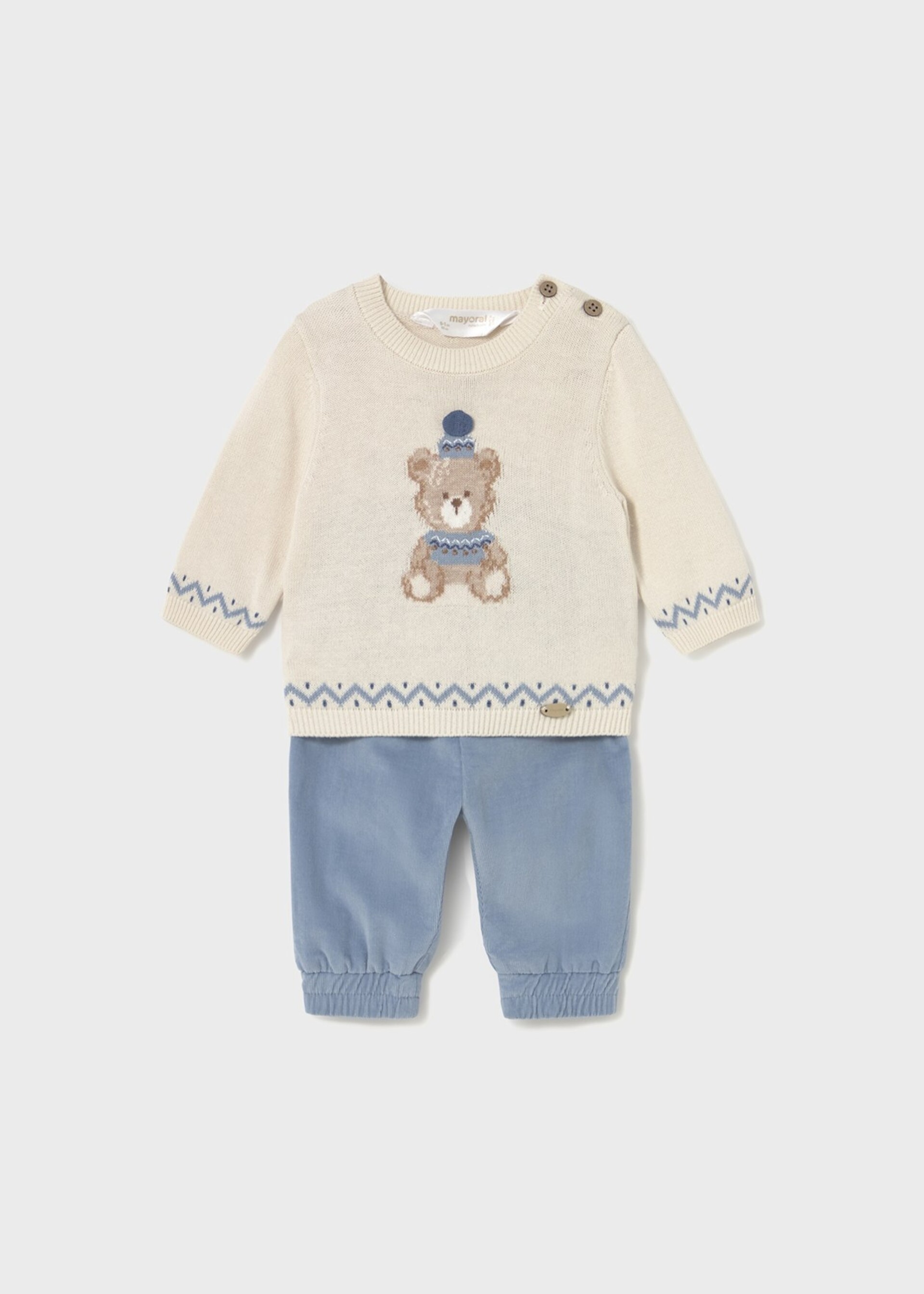 Completo 2 pezzi in caldo cotone Panna / Azzurro Mayoral
