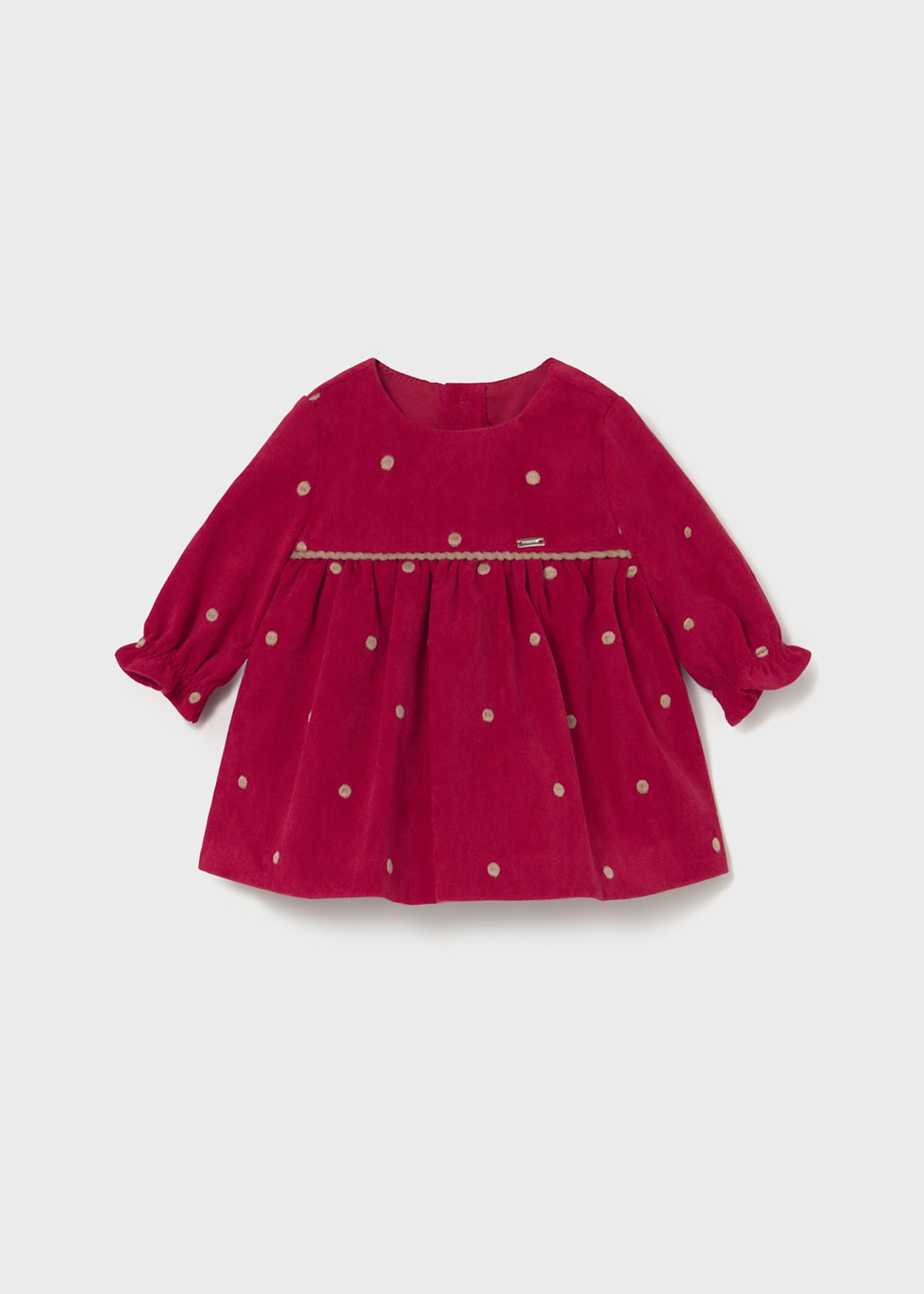 Vestito in caldo cotone Rosso con pois ricamati Mayoral