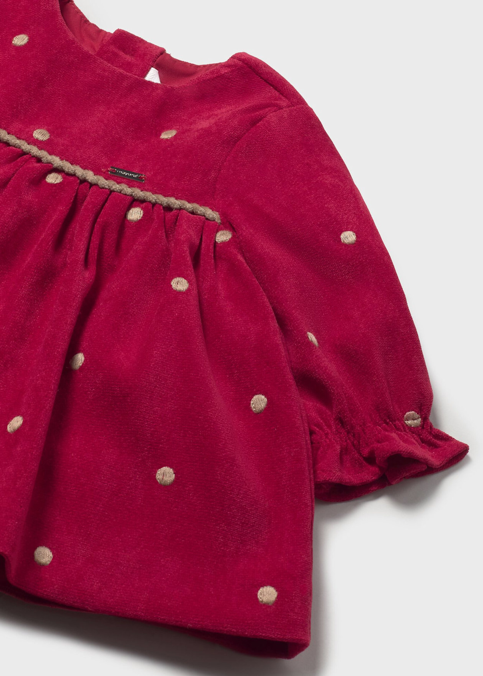 Vestito in caldo cotone Rosso con pois ricamati Mayoral