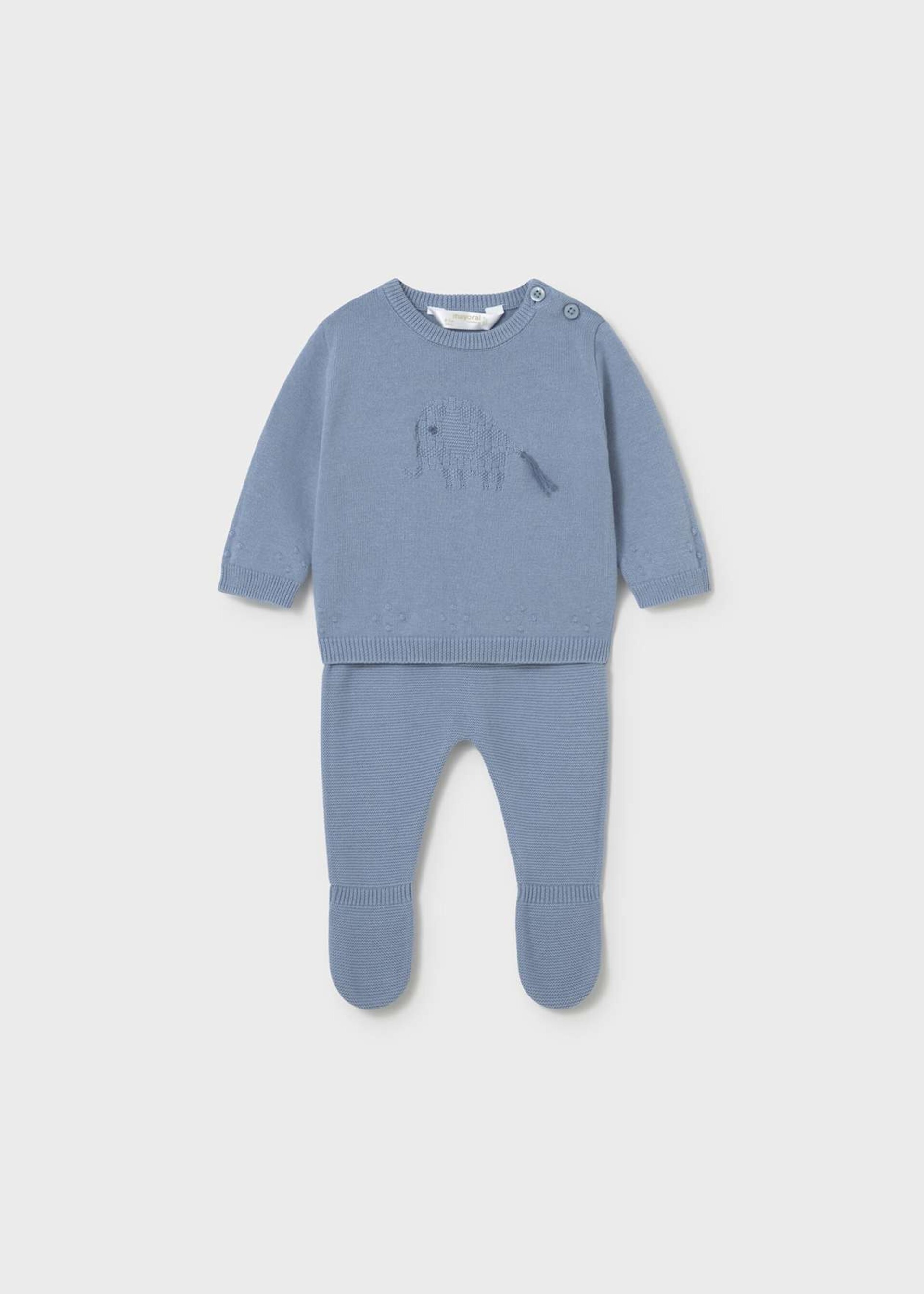 Completo 2 pezzi in filo di puro cotone Azzurro Mayoral