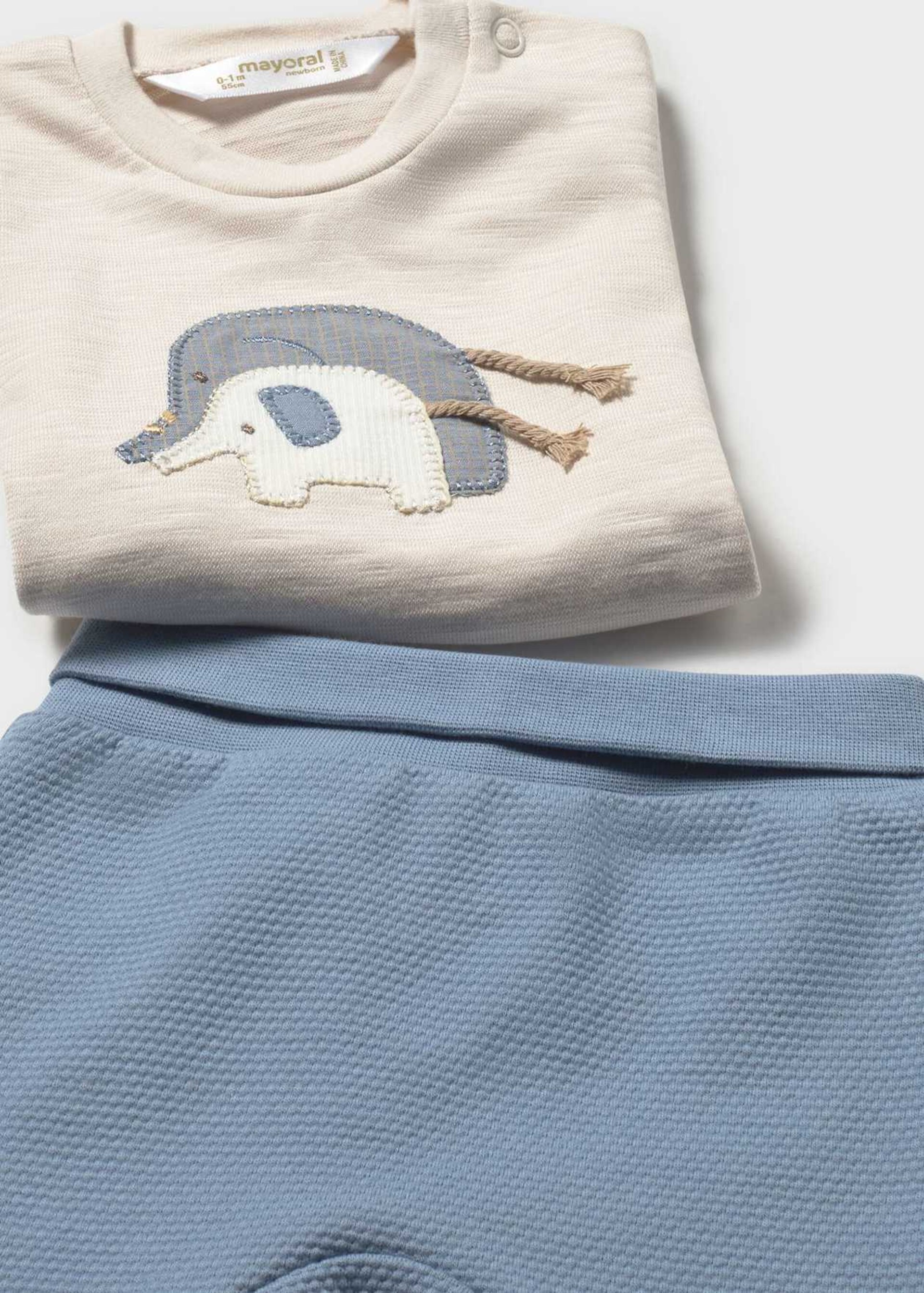 Completo 2 pezzi in jersey di cotone Sabbia / Azzurro Mayoral