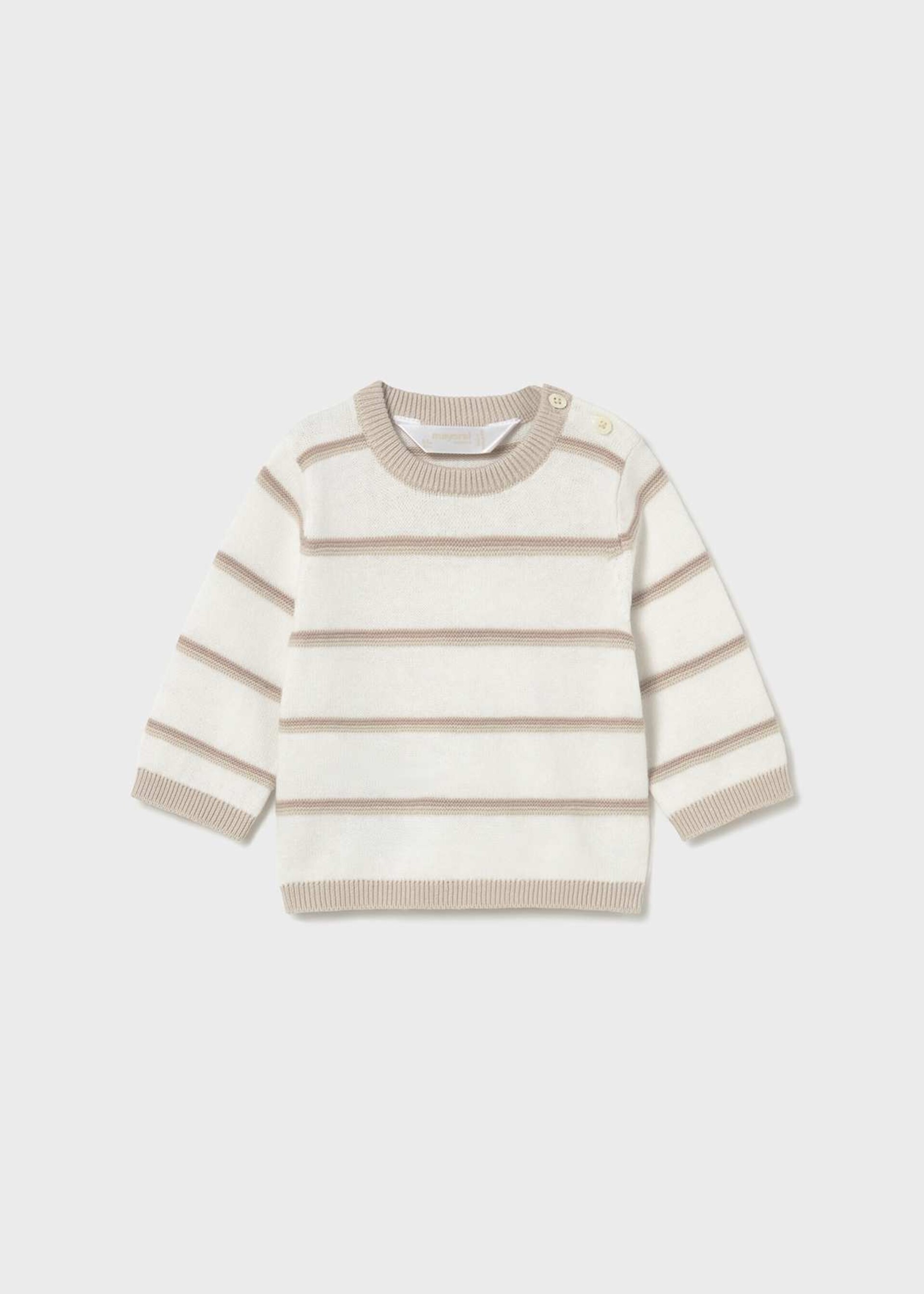 Maglione neonato a righe in puro cotone Bianco / Tortora Mayoral