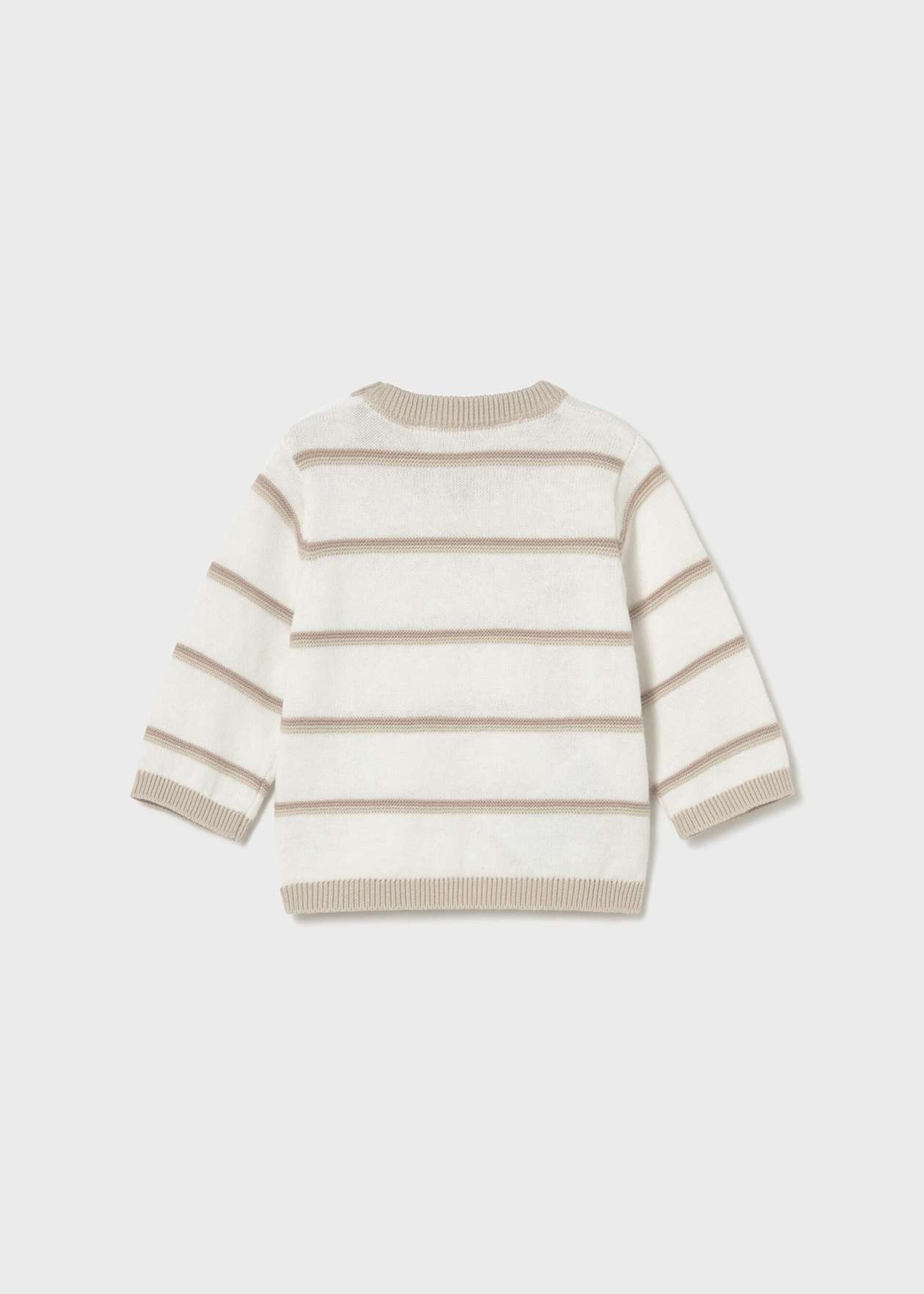 Maglione neonato a righe in puro cotone Bianco / Tortora Mayoral