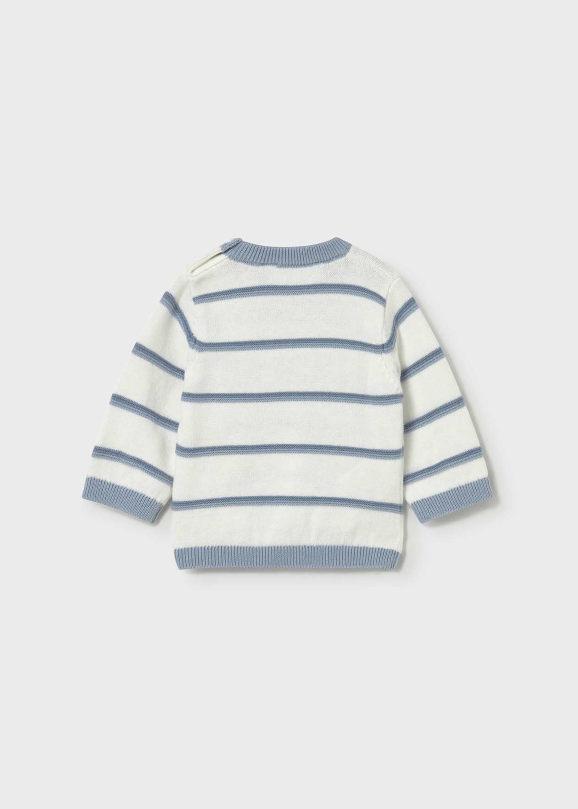 Maglione neonato a righe in puro cotone Bianco / Azzurro Mayoral