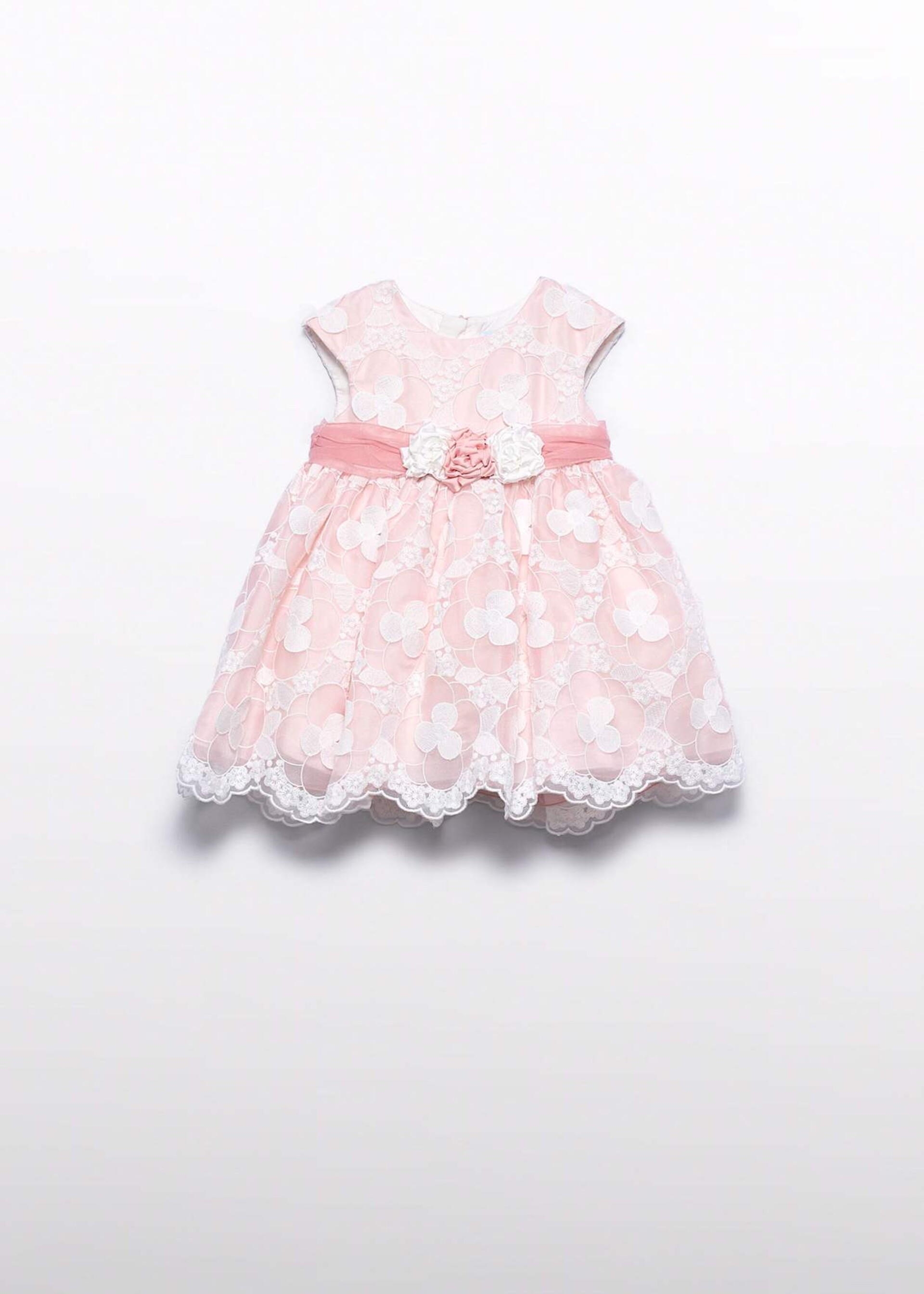 Abito elegante in organza ricamata Rosa / Bianco Abel e Lula