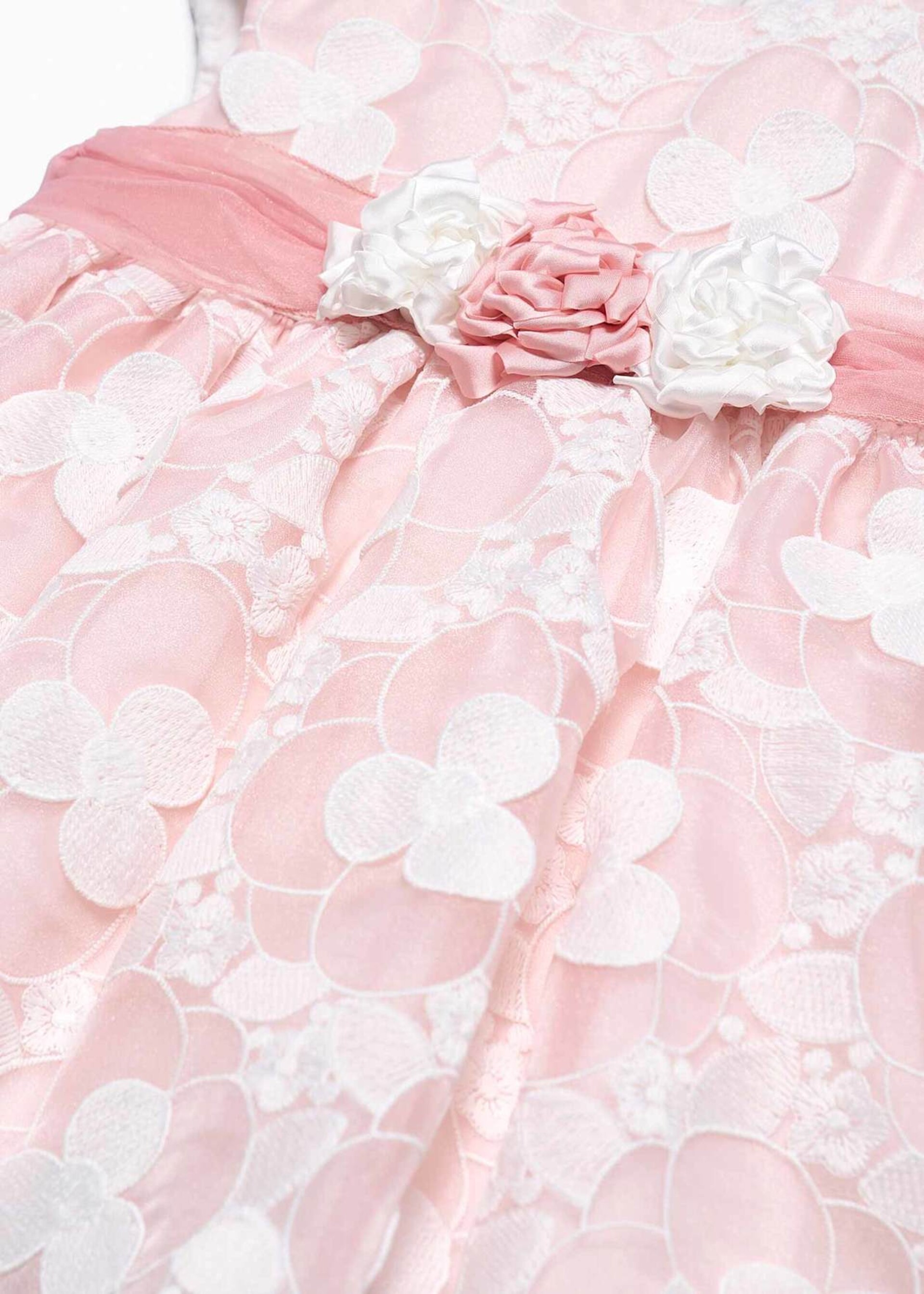 Abito elegante in organza ricamata Rosa / Bianco Abel e Lula