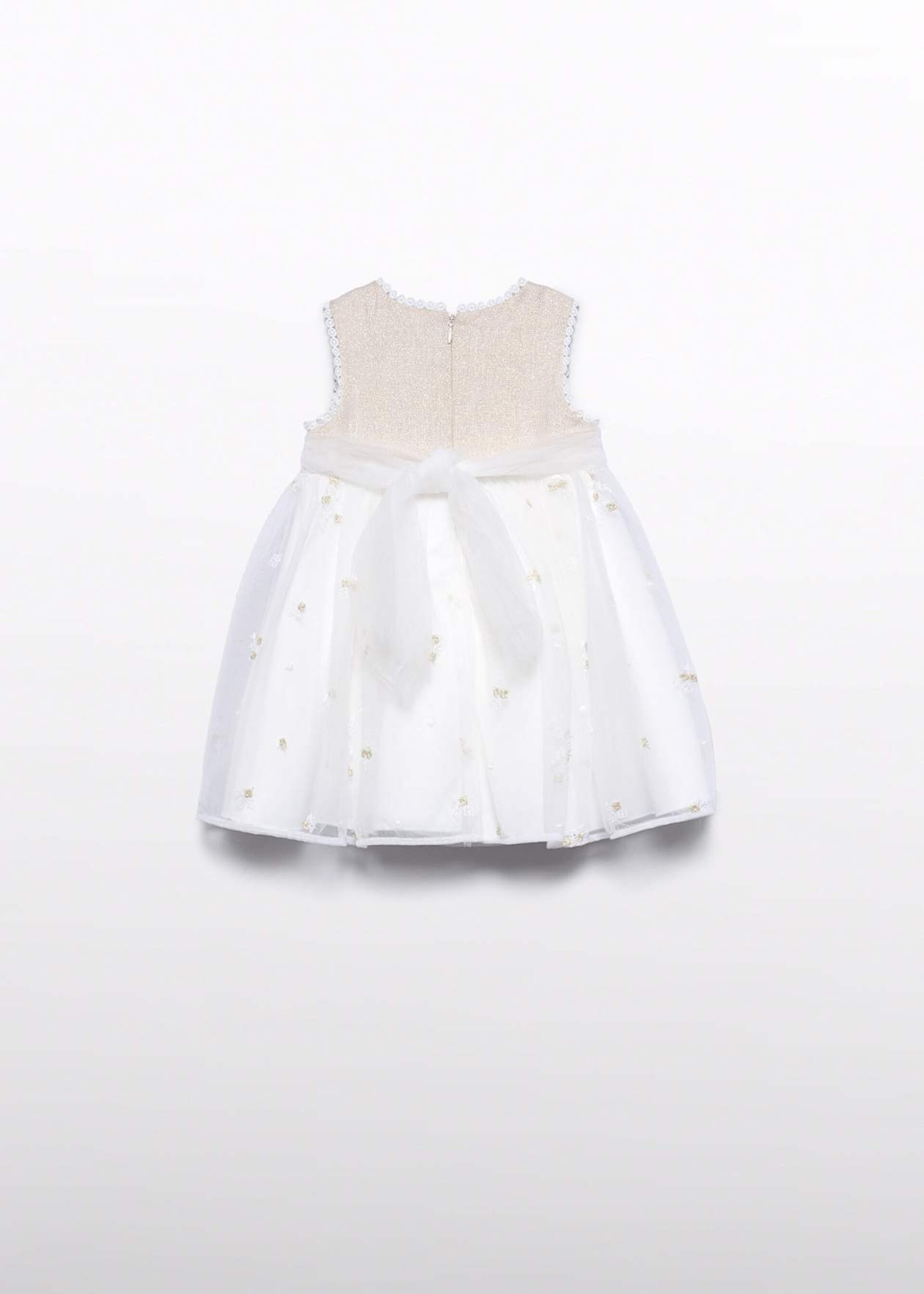 Abito elegante in lino e tulle ricamato Champagne Abel e Lula