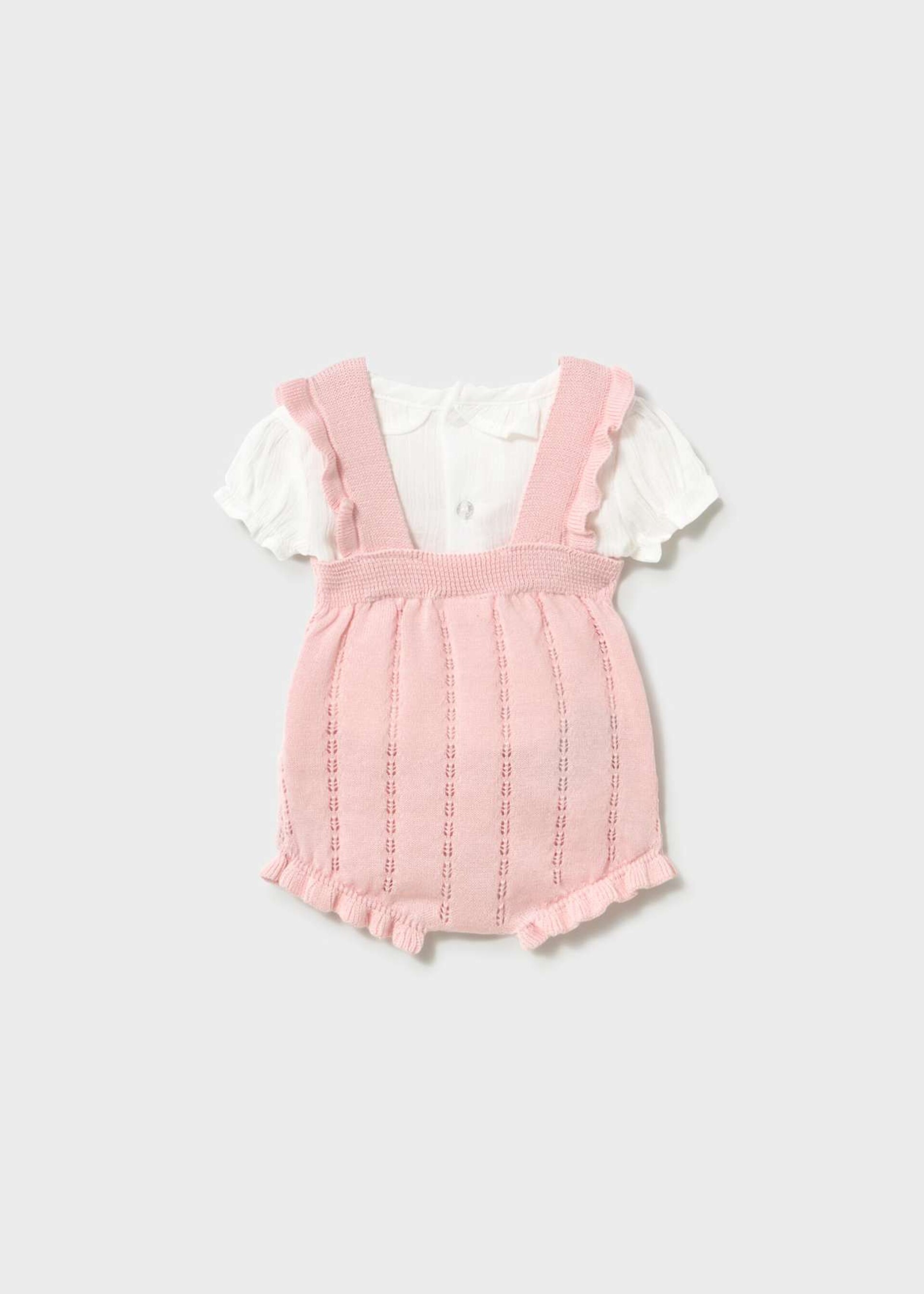 Salopette 2 pezzi in puro cotone Rosa / Bianco Mayoral