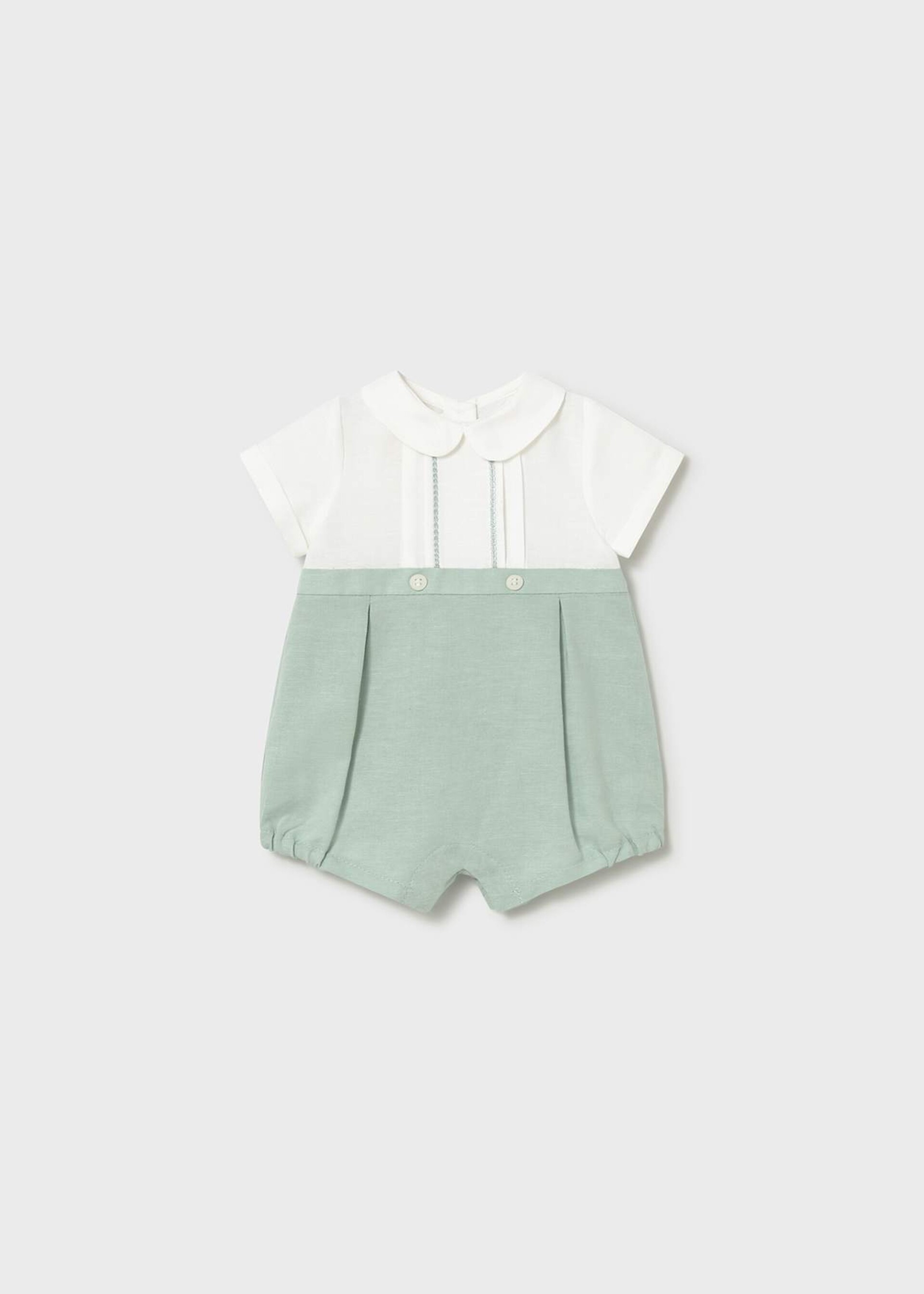 Pagliaccetto elegante in cotone e lino Bianco / Verde Mayoral