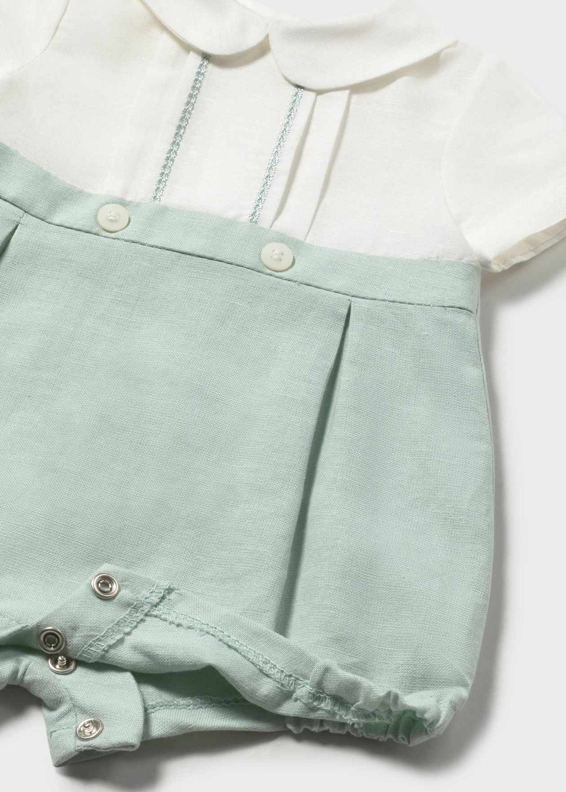 Pagliaccetto elegante in cotone e lino Bianco / Verde Mayoral