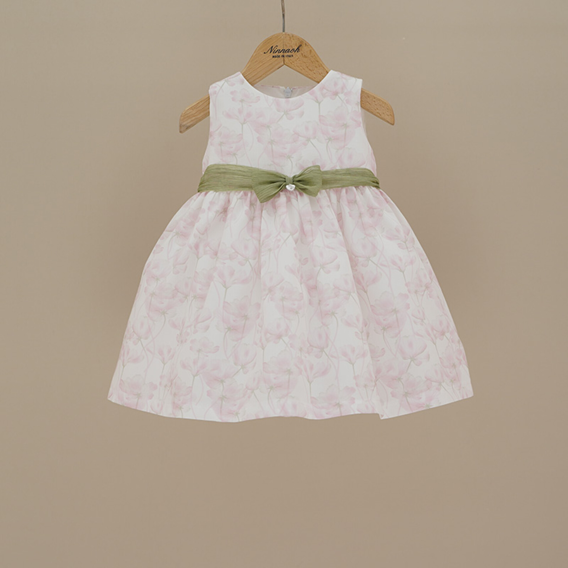 Abito elegante in puro cotone fantasia floreale Rosa / Verde Ninnaoh