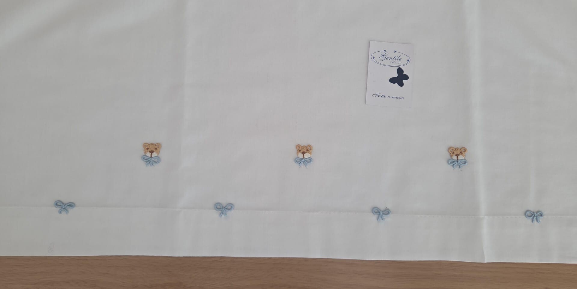 Set lenzuolino 3 pezzi per carrozzina con Orsetti Bianco / Cielo / Beige Gentile Baby Couture