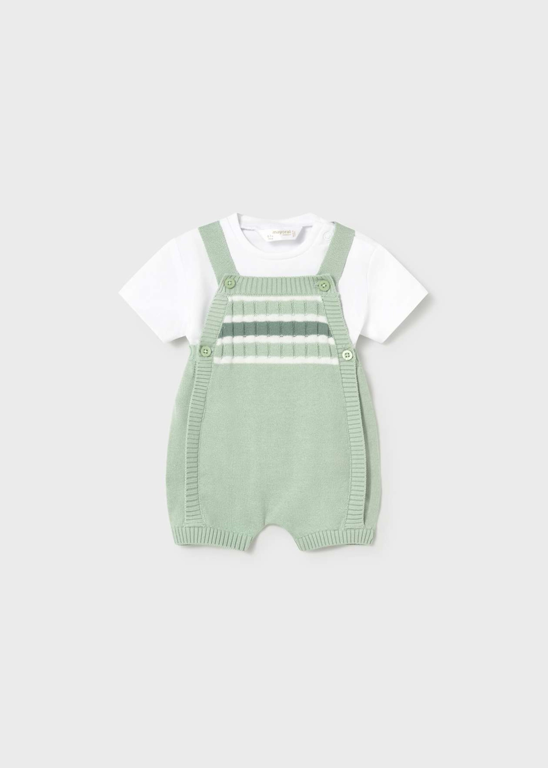 Salopette 2 pezzi in cotone Verde Alga / Bianco Mayoral