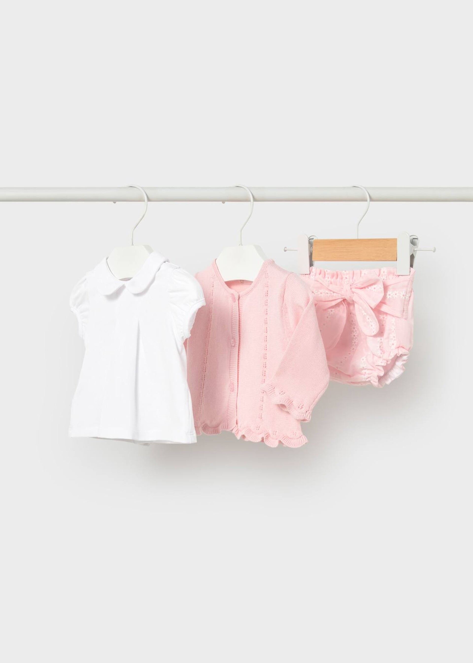 Completo 3 pezzi in cotone Rosa / Panna Mayoral