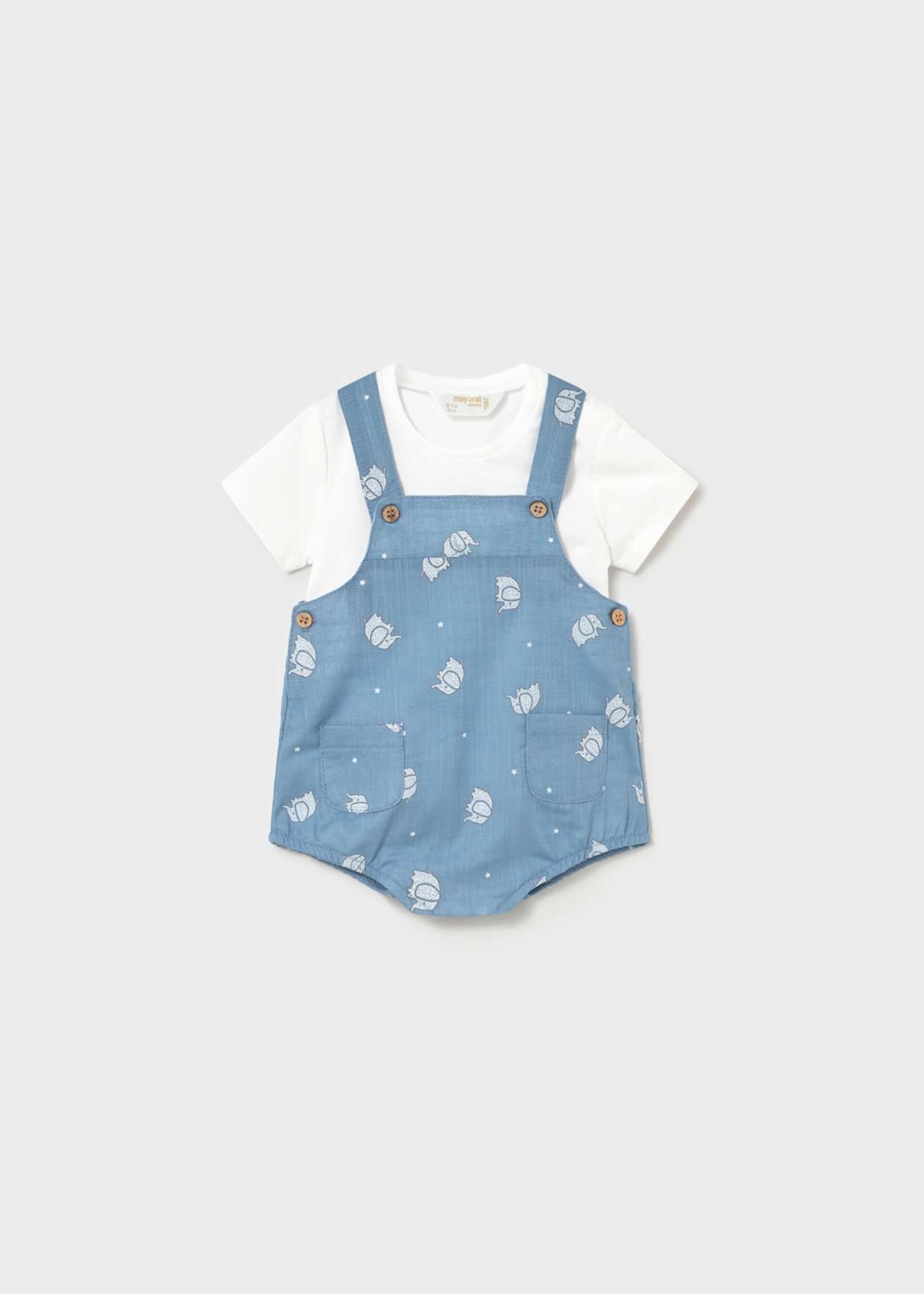 Salopette 2 pezzi in cotone Bianco / Azzurro Mayoral