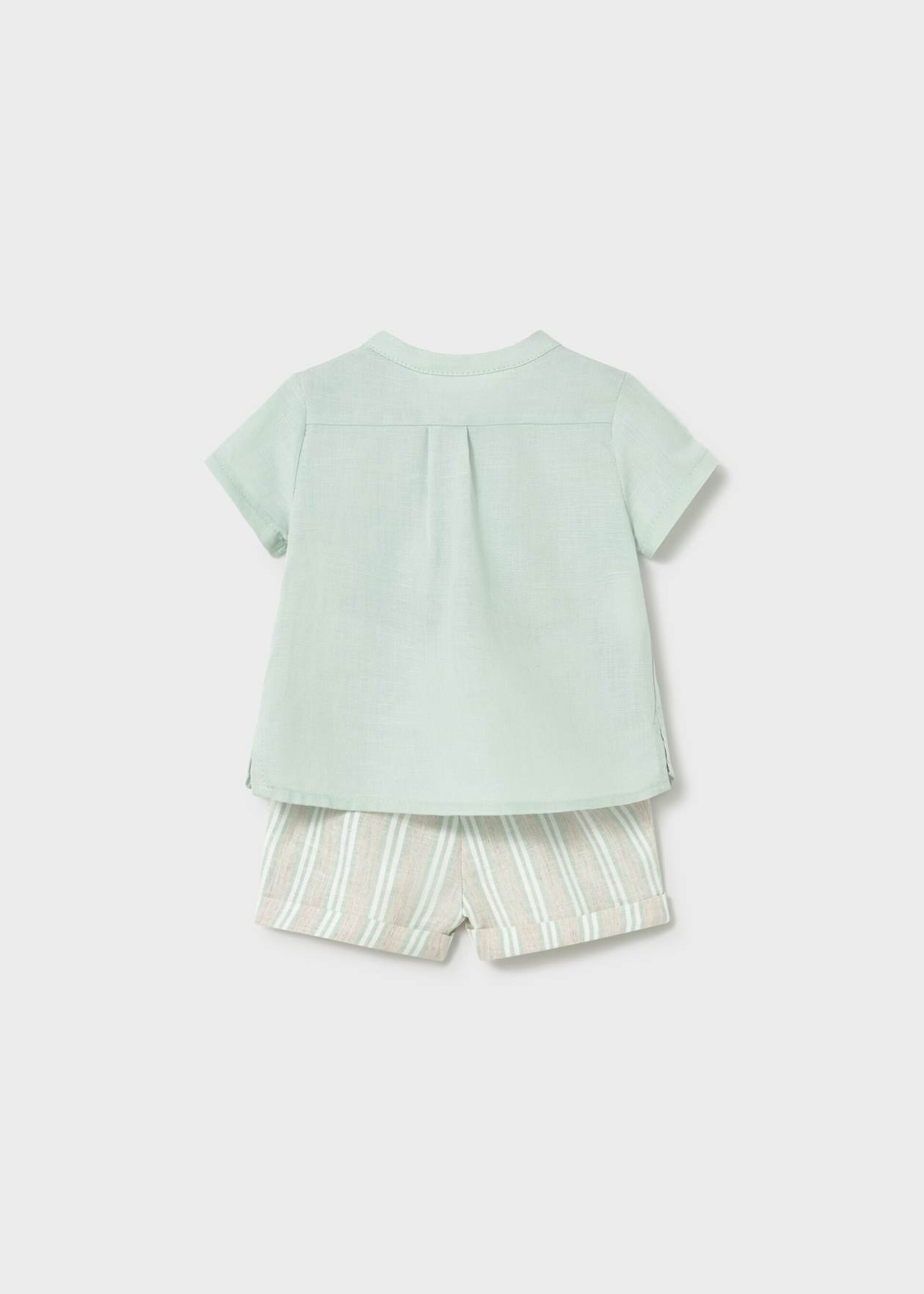 Completo elegante 2 pezzi in cotone e lino Verde / Beige Mayoral