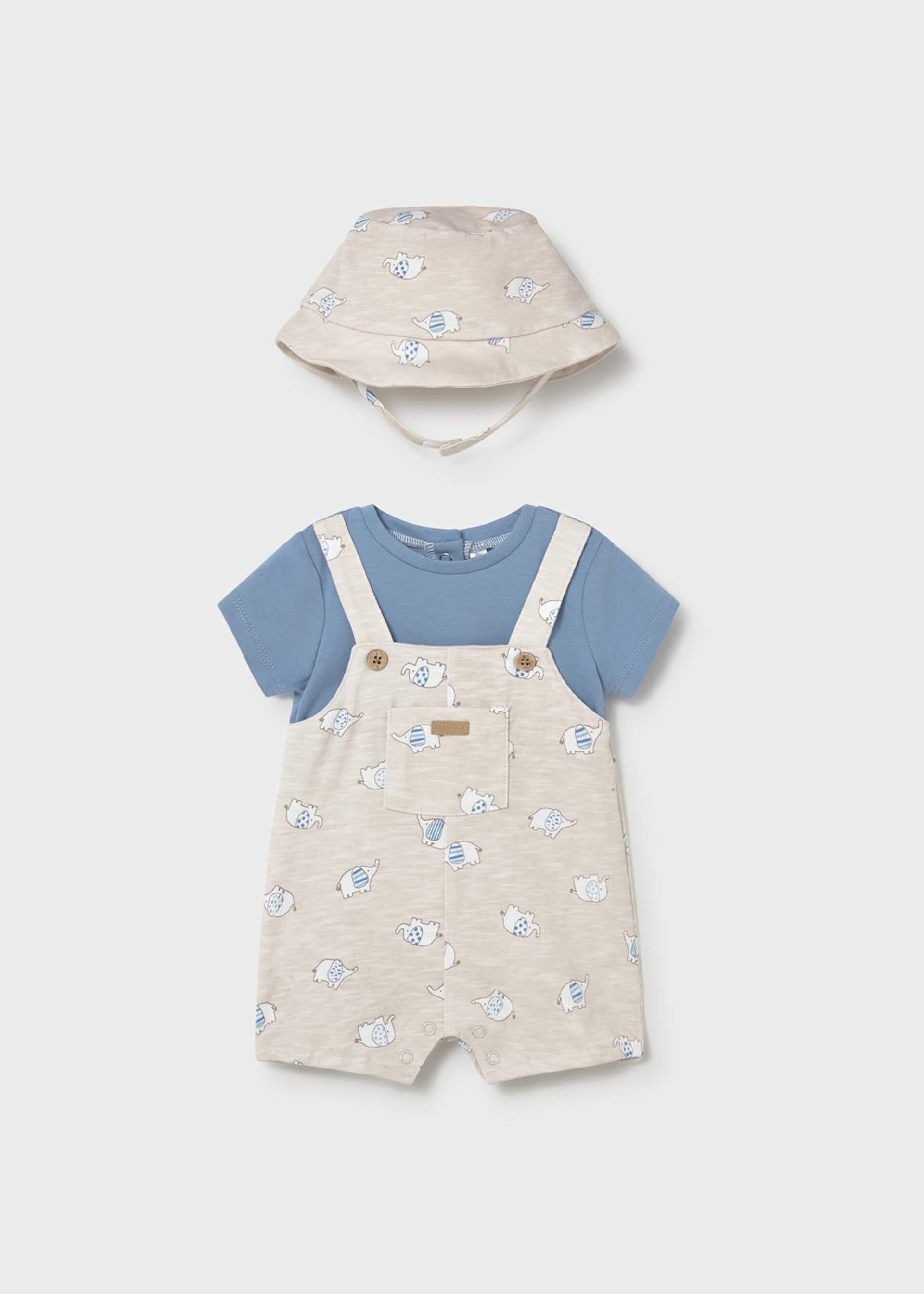 Pagliaccetto in jersey di cotone con cappellino Azzurro Mayoral