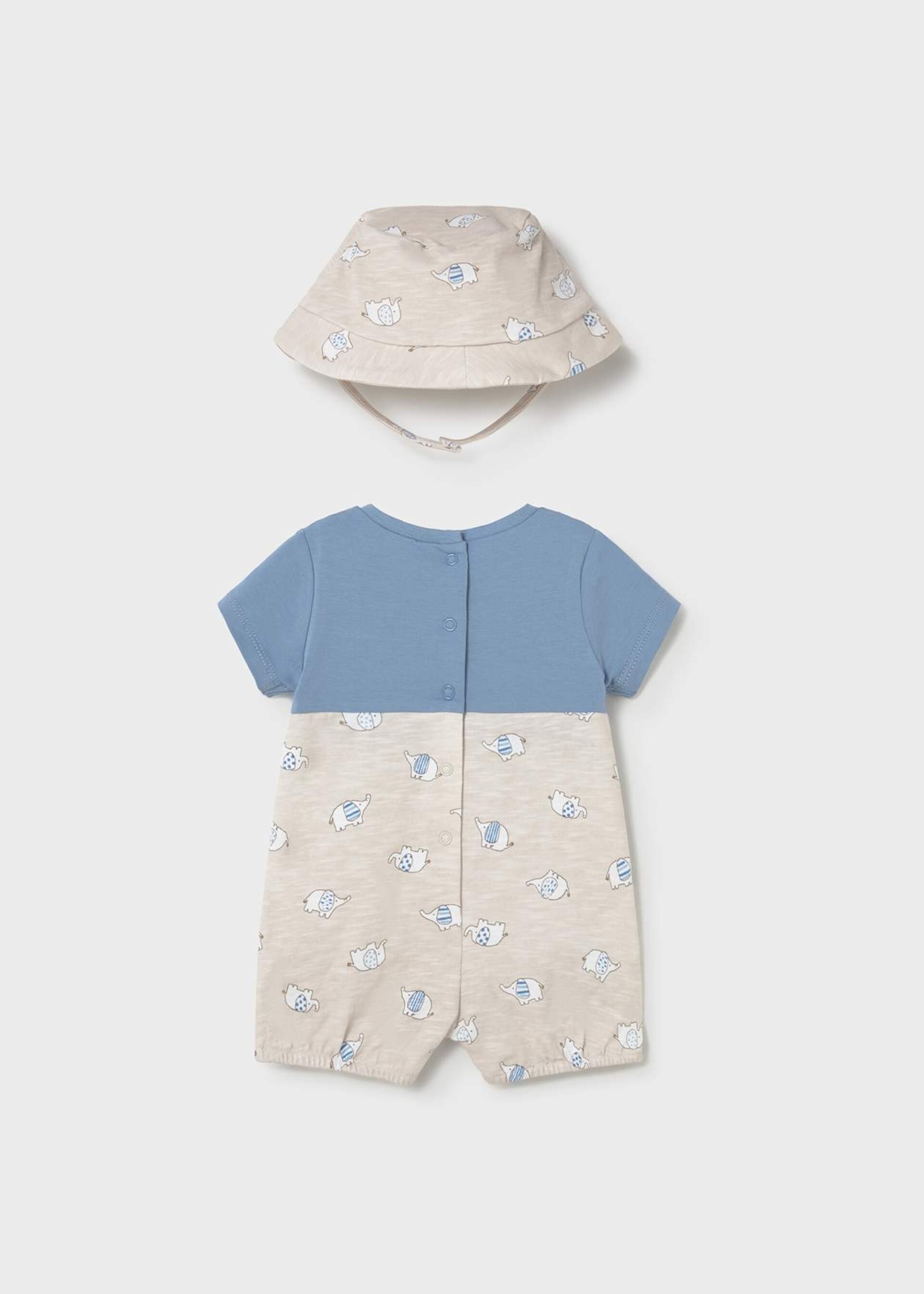 Pagliaccetto in jersey di cotone con cappellino Azzurro Mayoral