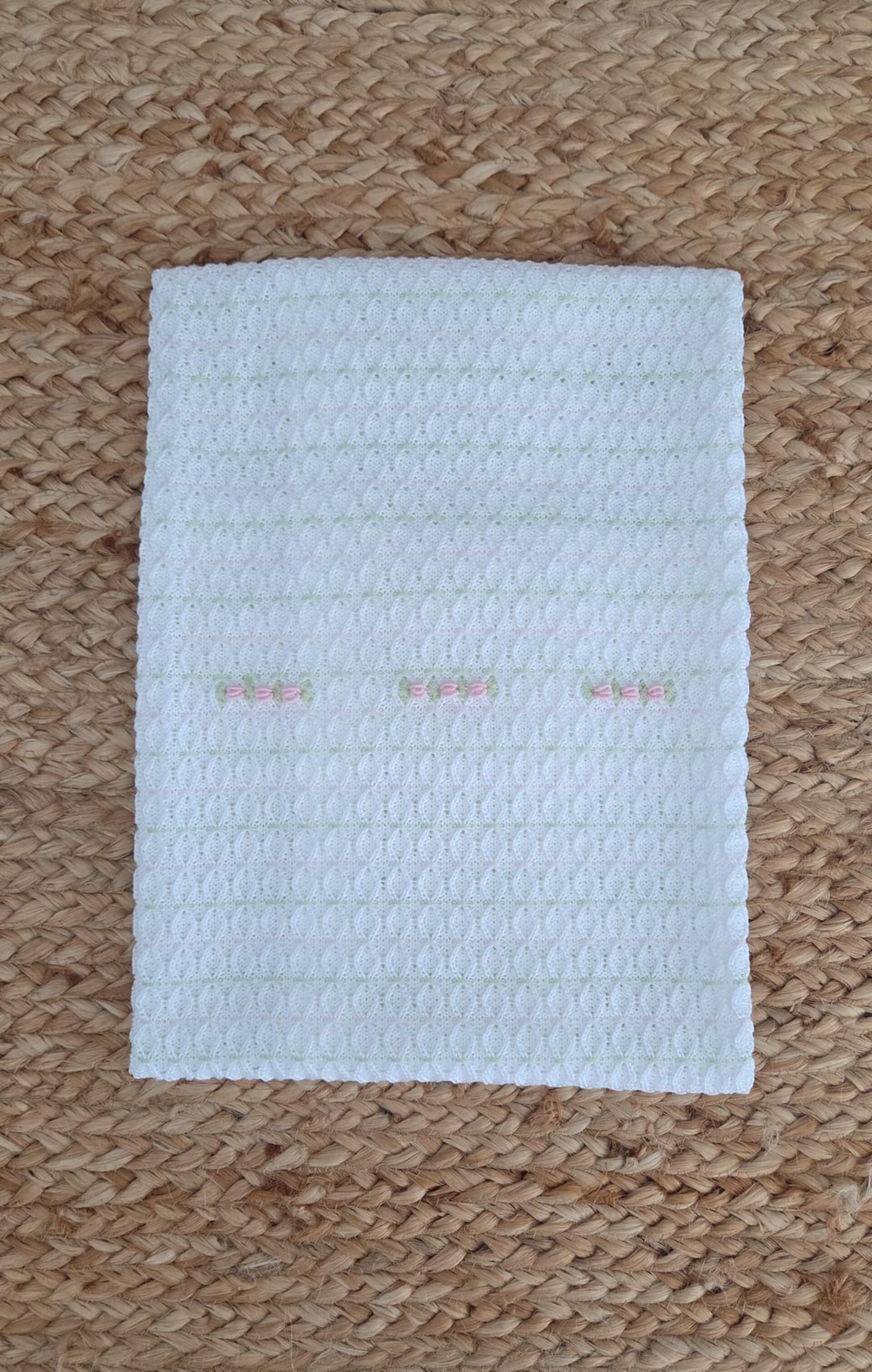 Copertina per carrozzina in filo di puro cotone Bianco / Rosa Pesco / Lime Marlù