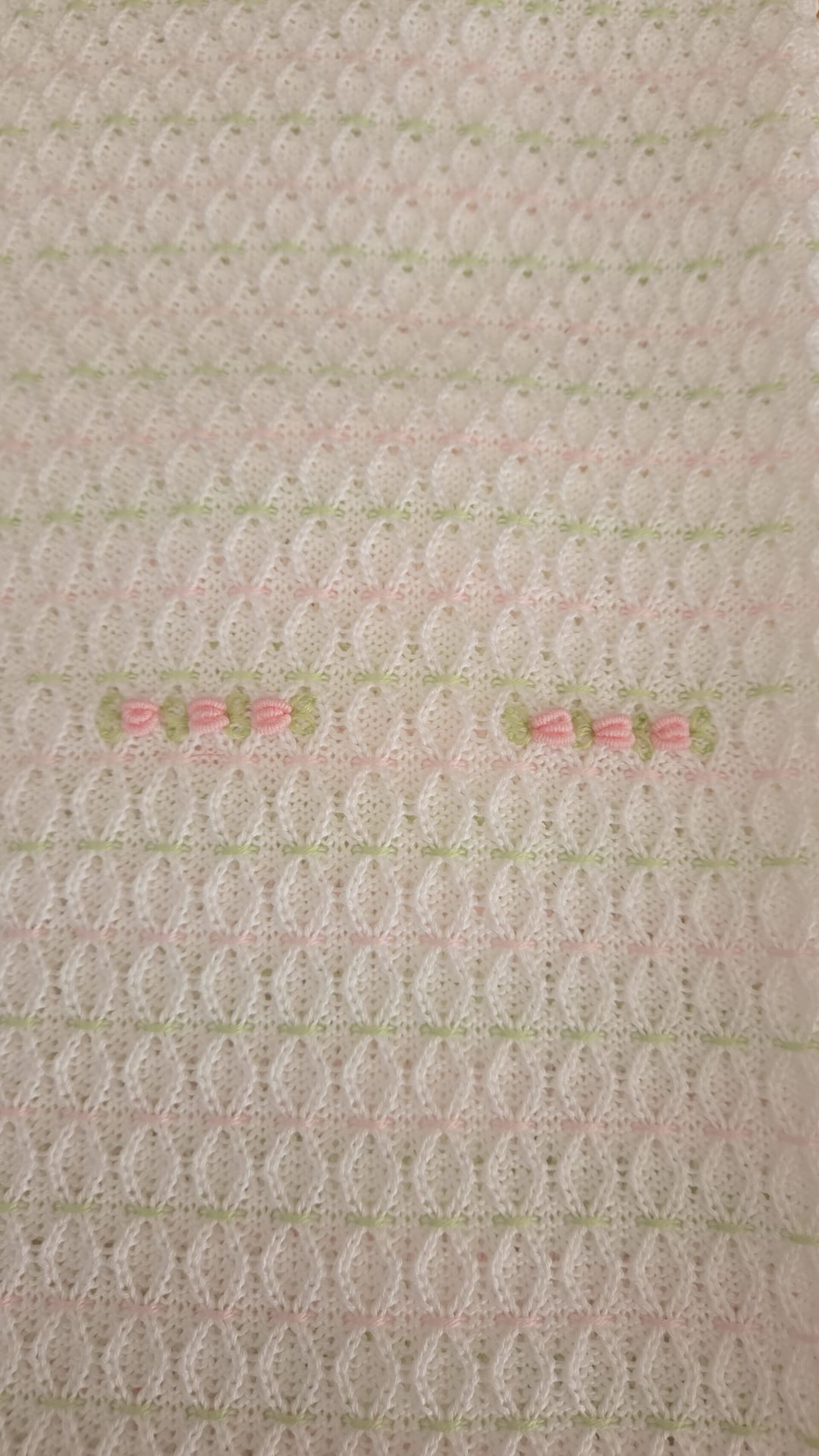 Copertina per carrozzina in filo di puro cotone Bianco / Rosa Pesco / Lime Marlù