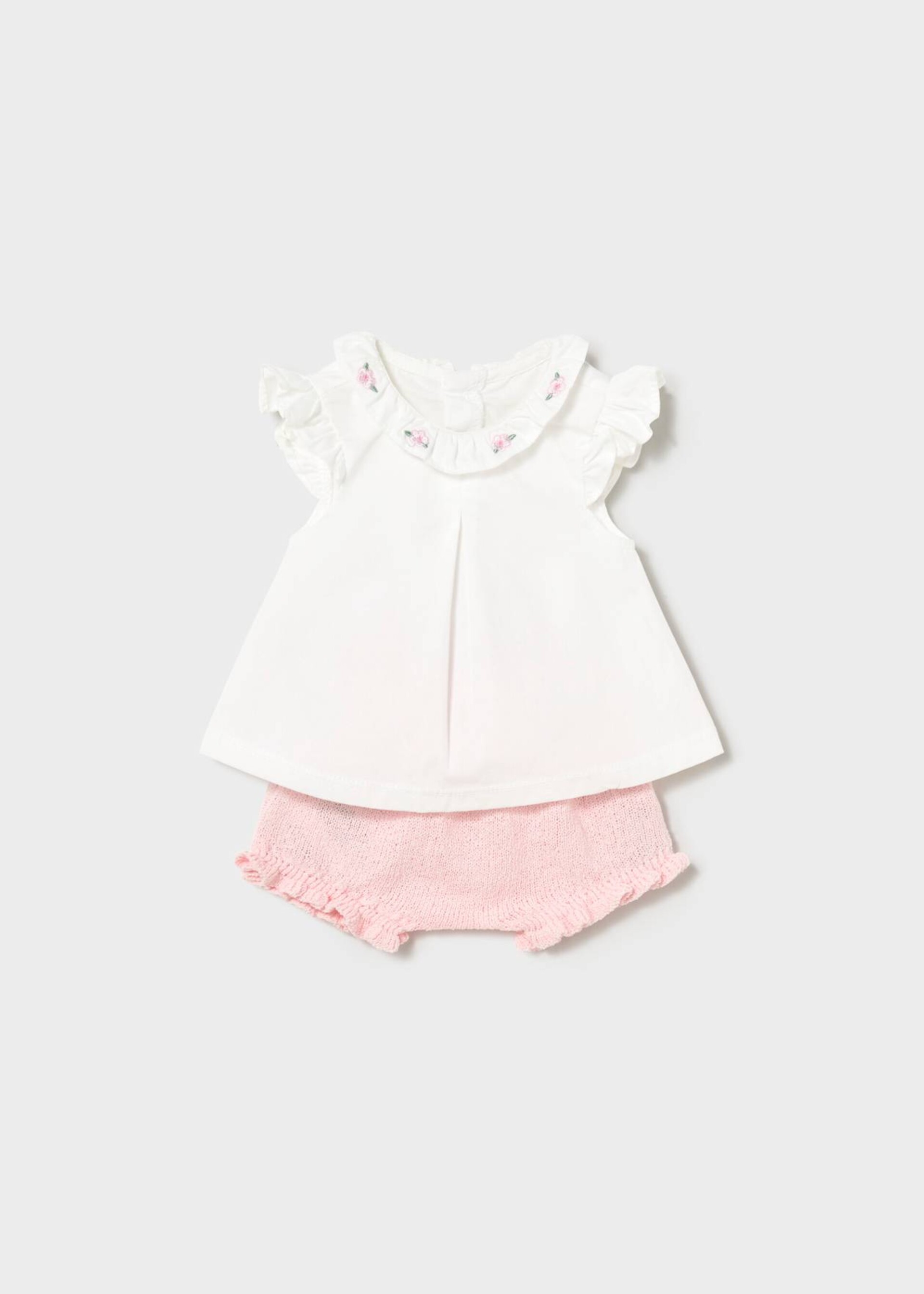 Completo 2 pezzi in cotone Bianco / Rosa Mayoral