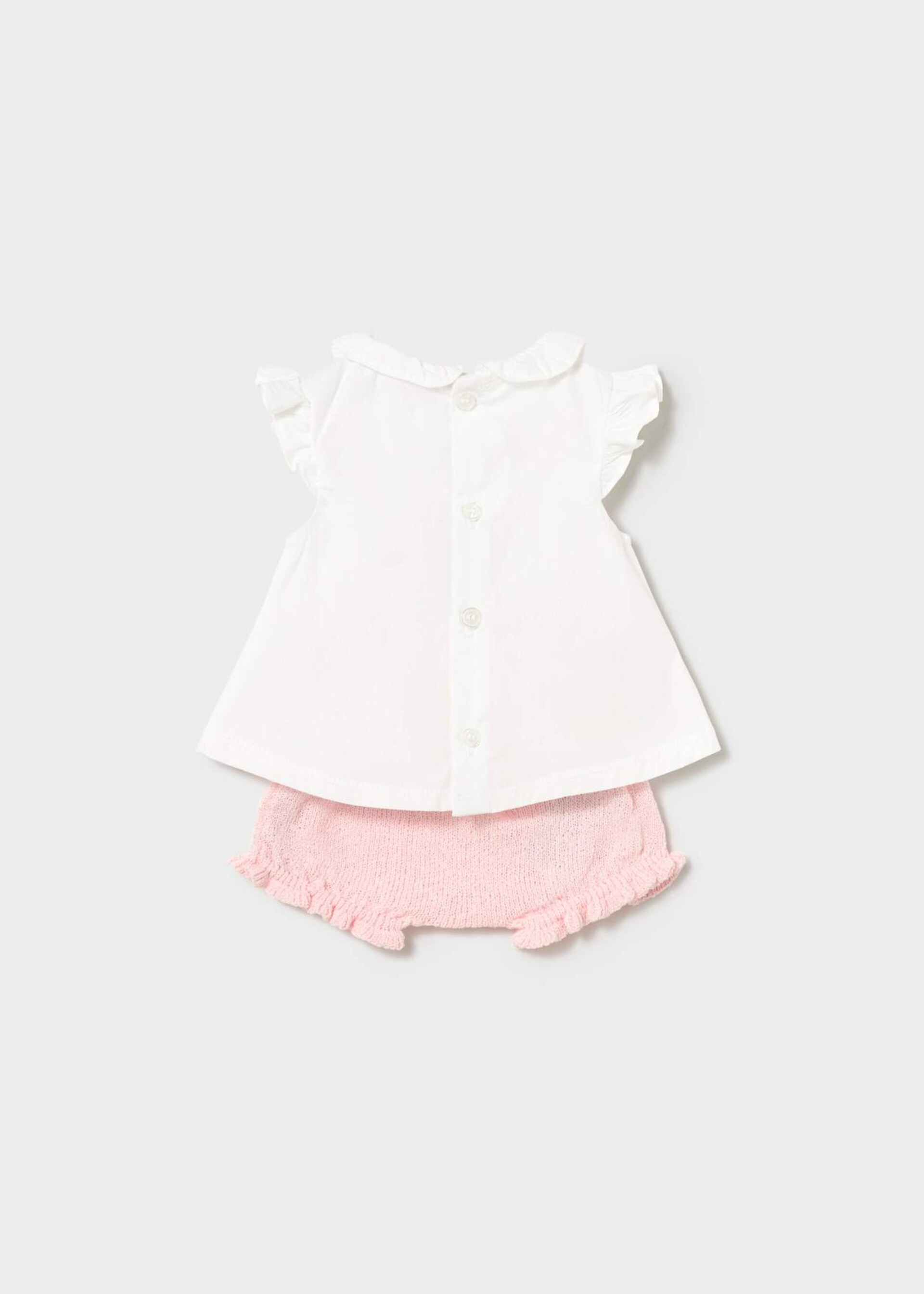 Completo 2 pezzi in cotone Bianco / Rosa Mayoral
