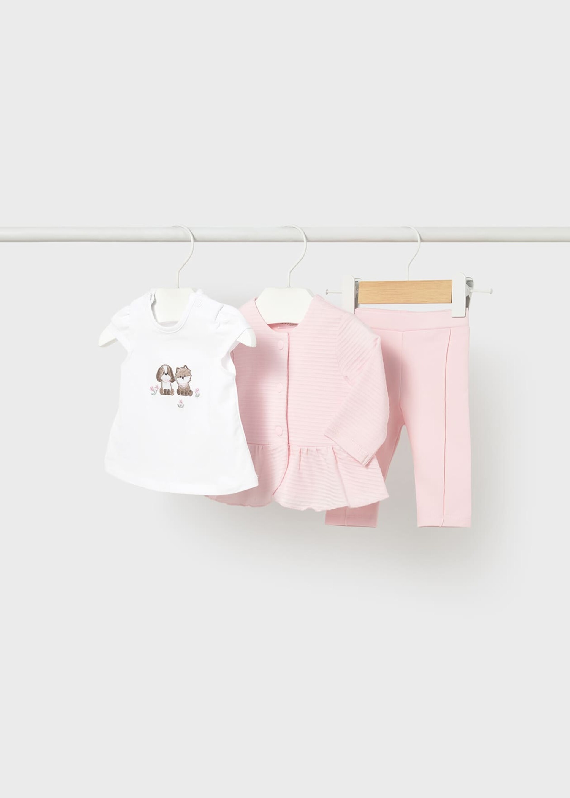 Tuta 3 pezzi in cotone Rosa Mayoral