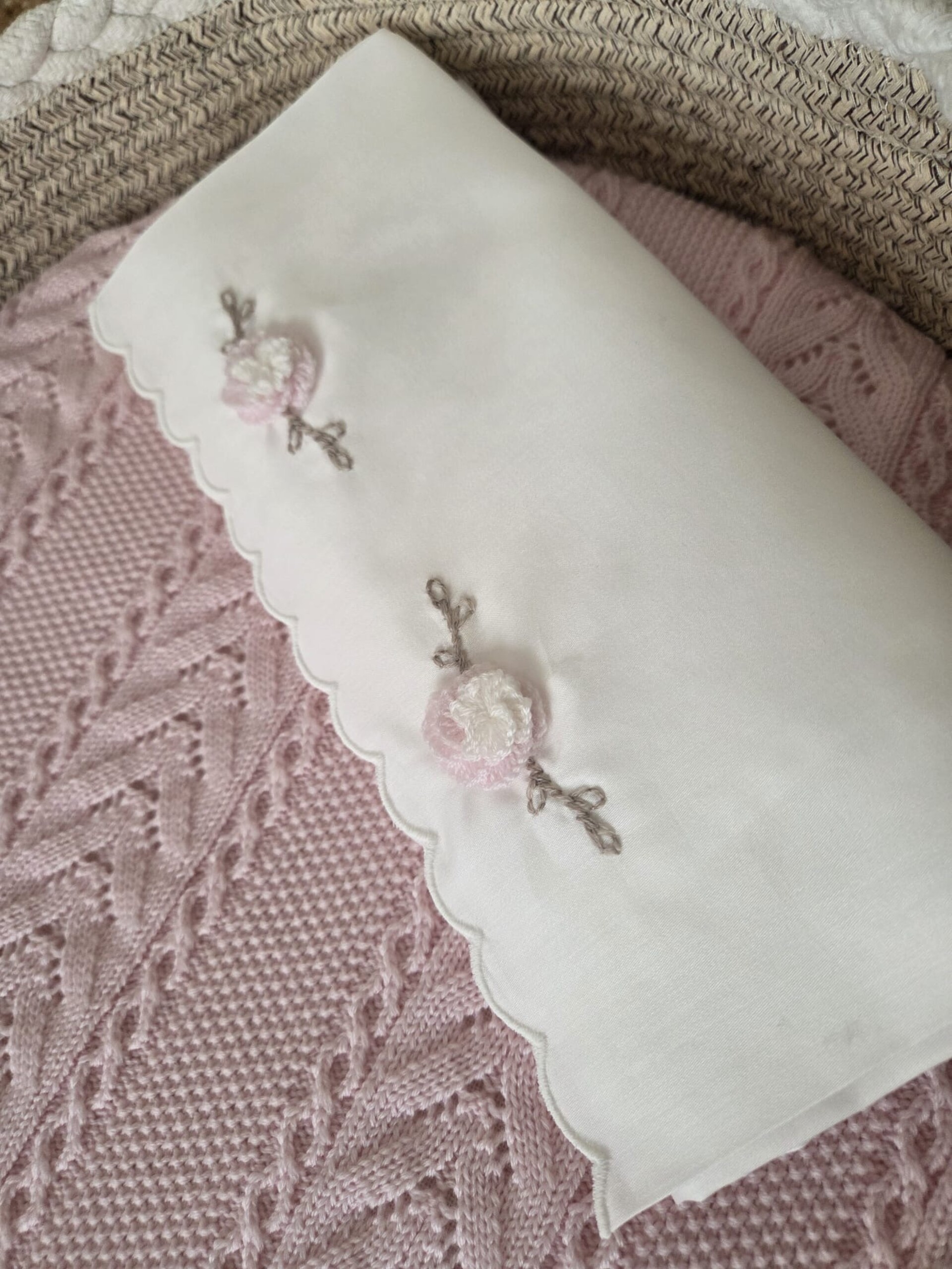 Set lenzuolino 3 pezzi per carrozzina Vaniglia / Rosa Marlù