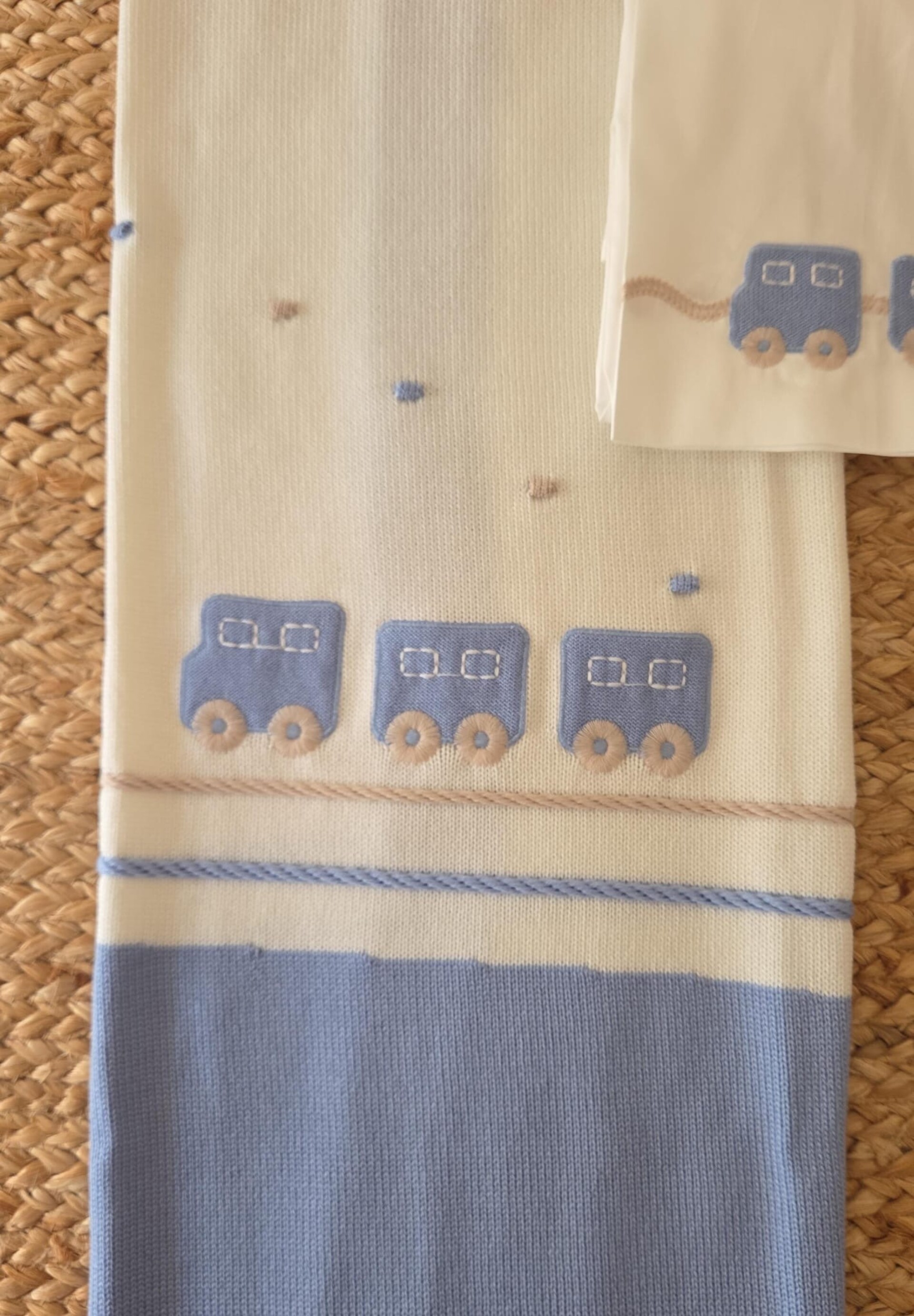 Copertina per carrozzina in pura lana Vaniglia / Cielo Polvere / Cammello Marlù