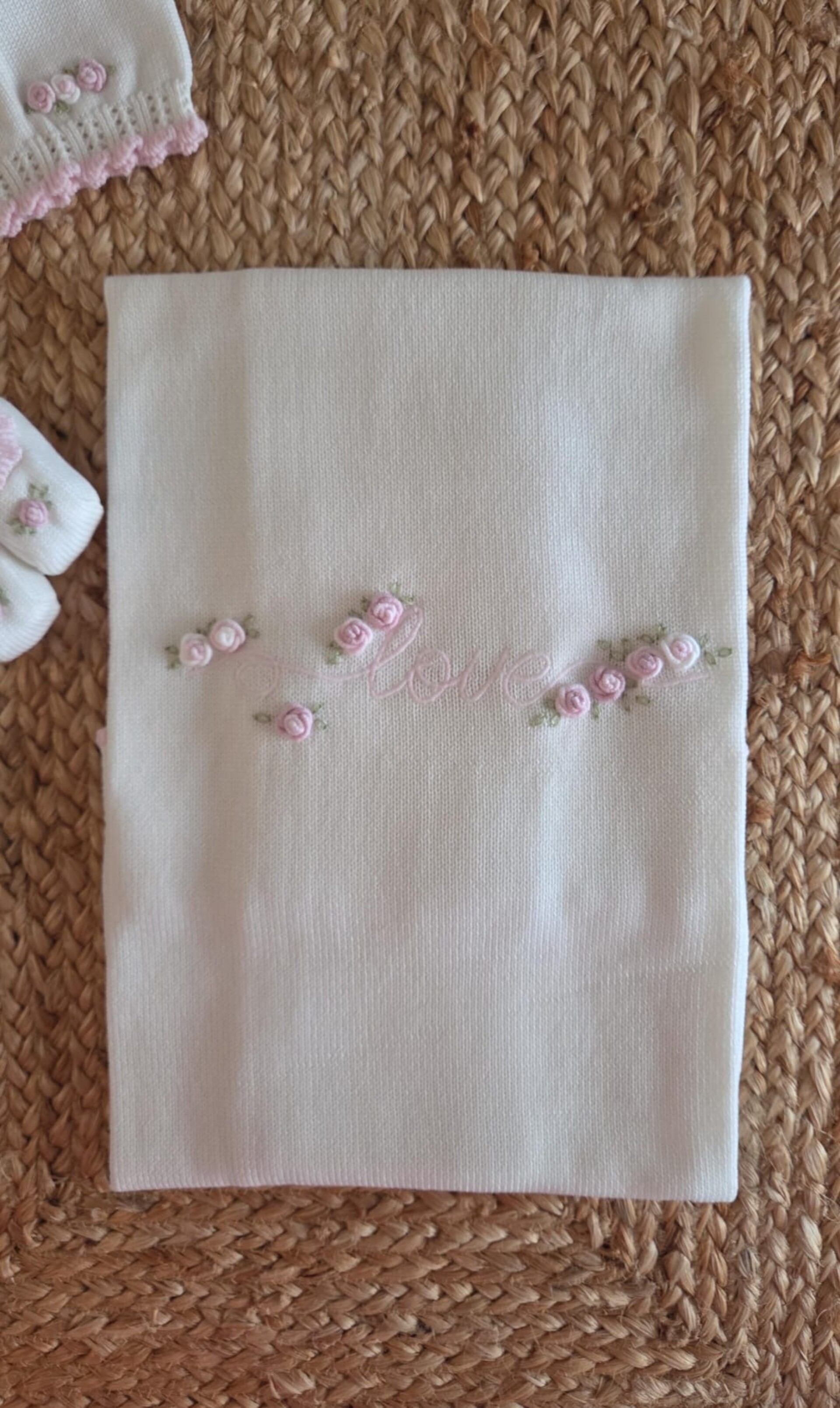 Copertina per carrozzina in pura lana Vaniglia / Rosa Marlù