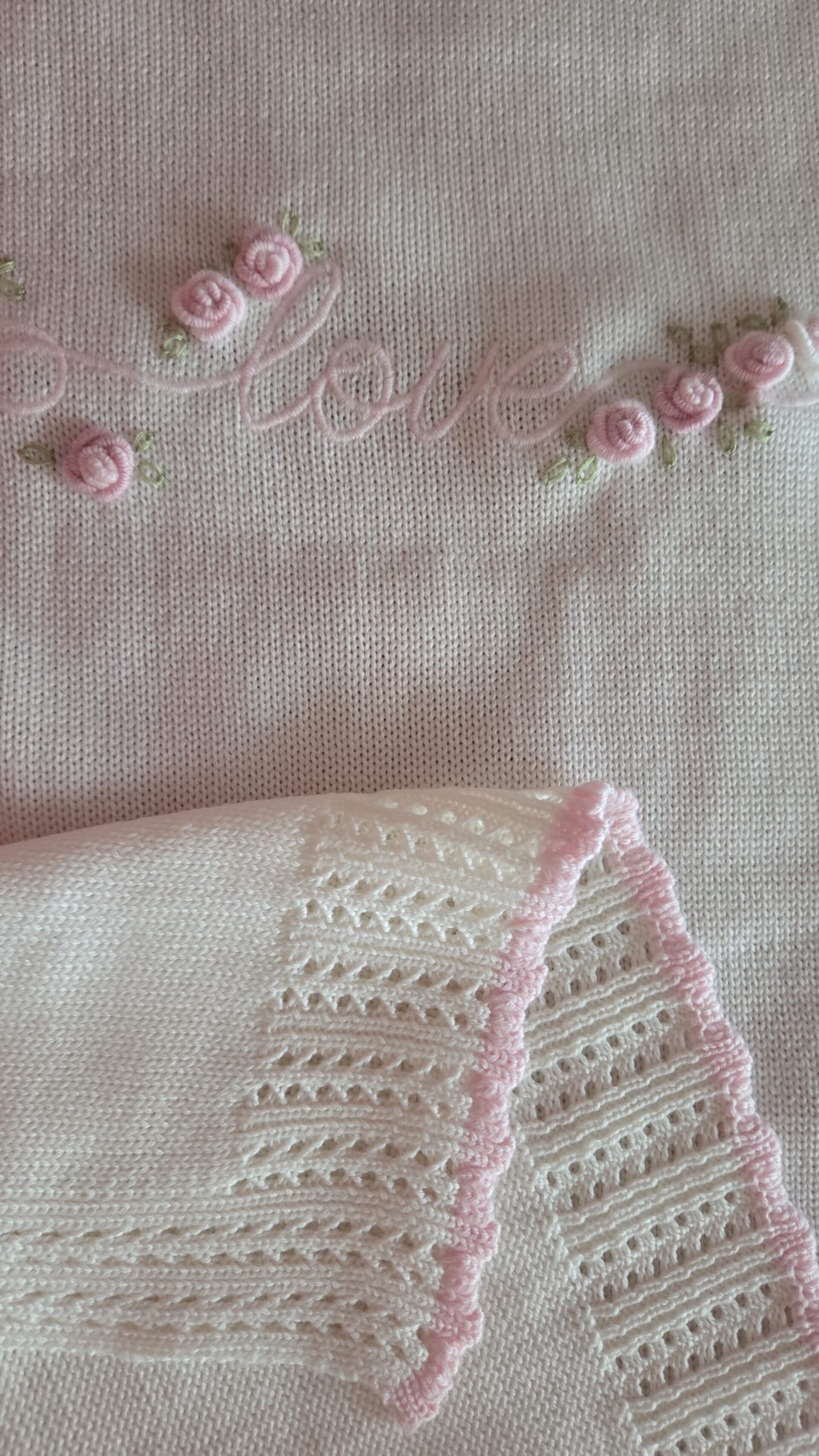 Copertina per carrozzina in pura lana Vaniglia / Rosa Marlù
