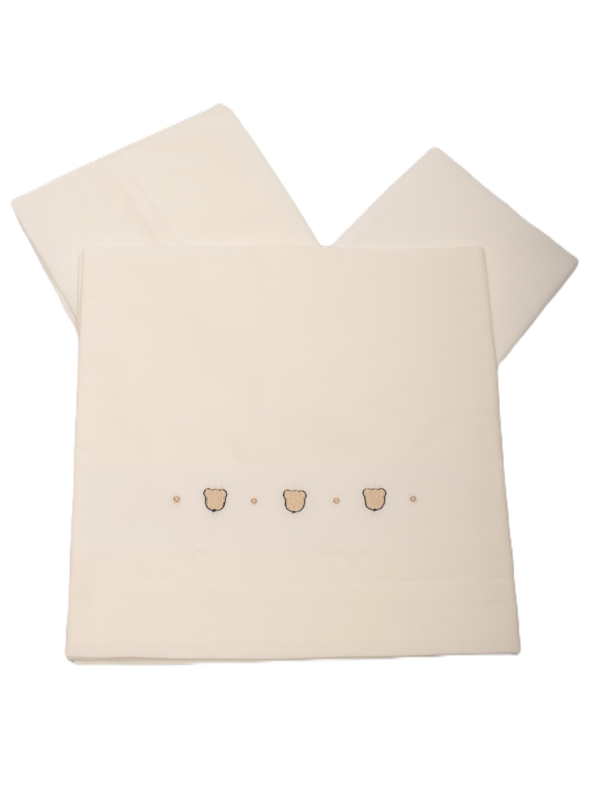 Set lenzuolino 3 pezzi per carrozzina in puro cotone Bianco / Tortora / Blu Barcellino