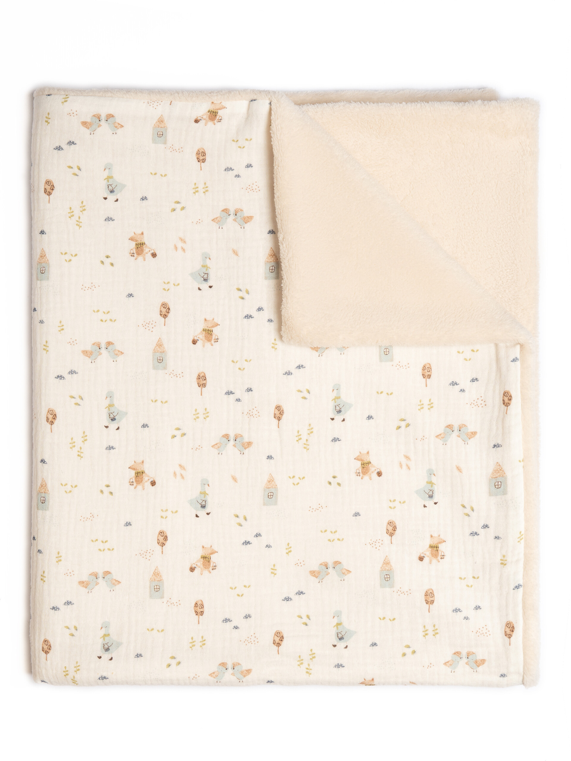 Copertina per carrozzina in pile e cotone Panna / Beige Barcellino