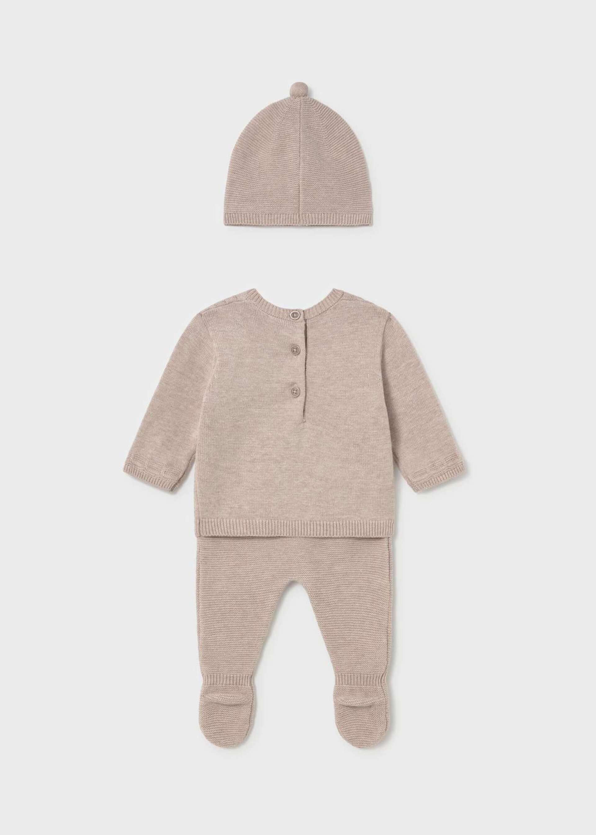 Completo 3 pezzi in caldo cotone Beige / Blu Mayoral