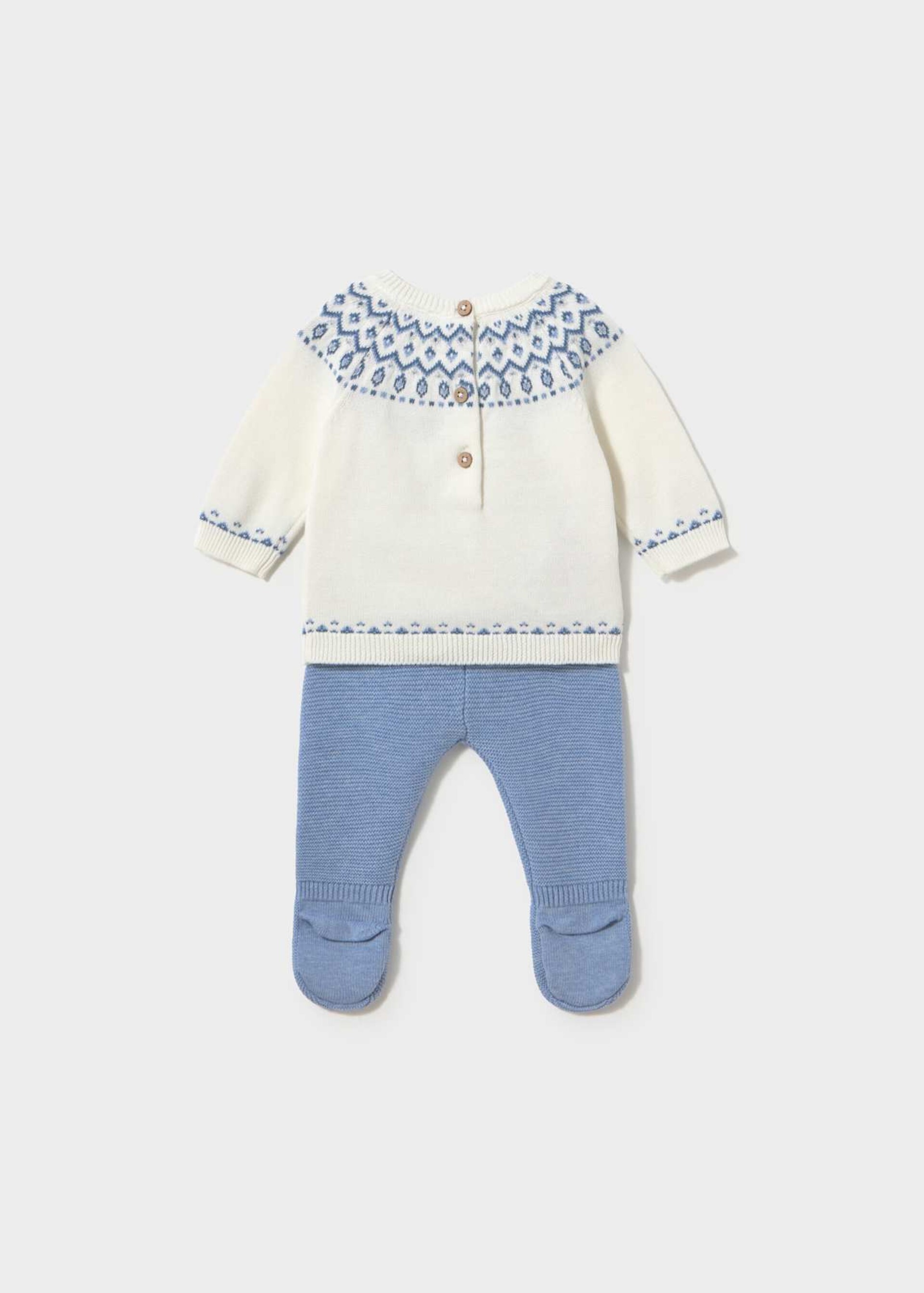 Completo 2 pezzi in caldo cotone Panna / Azzurro Mayoral