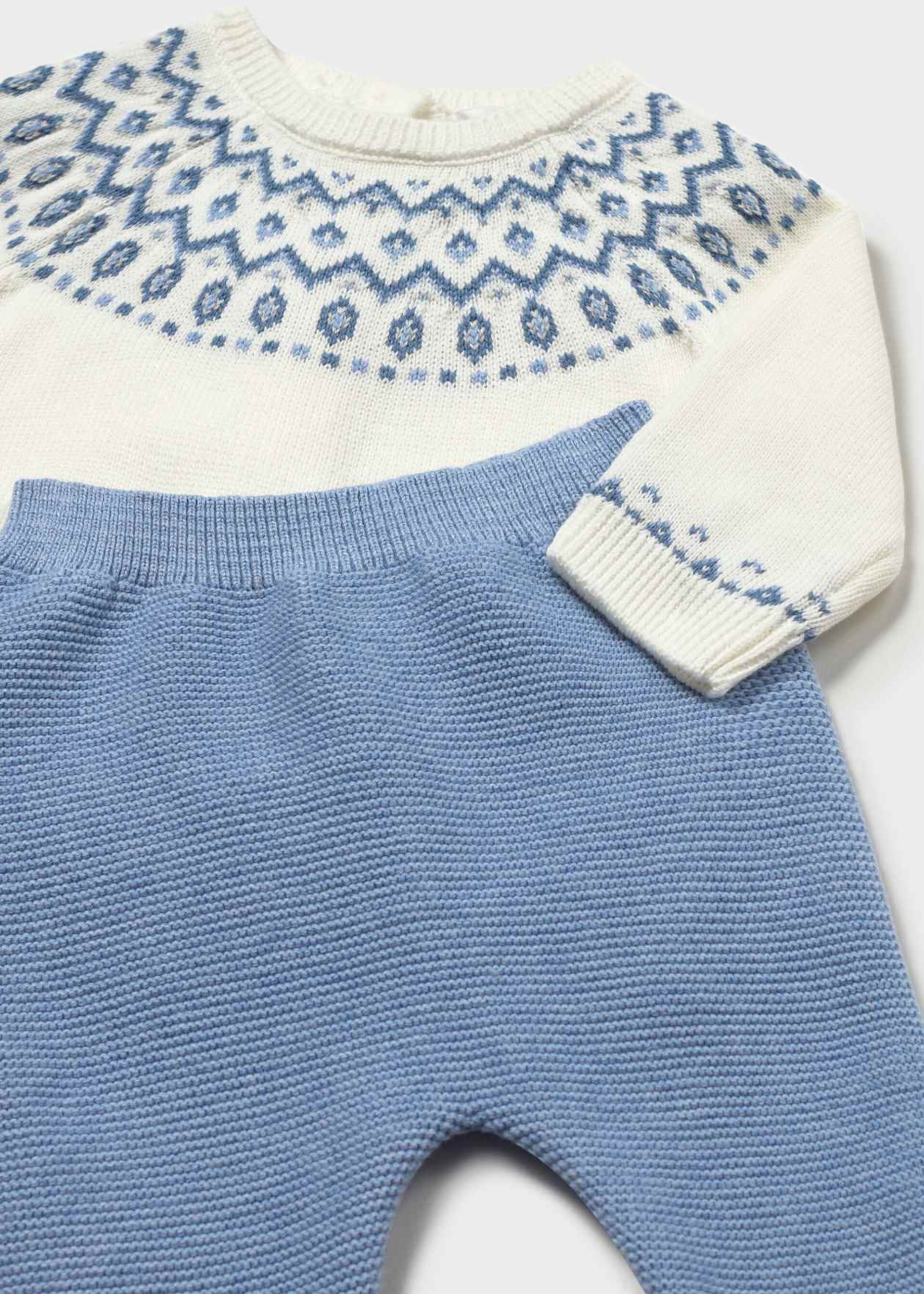 Completo 2 pezzi in caldo cotone Panna / Azzurro Mayoral