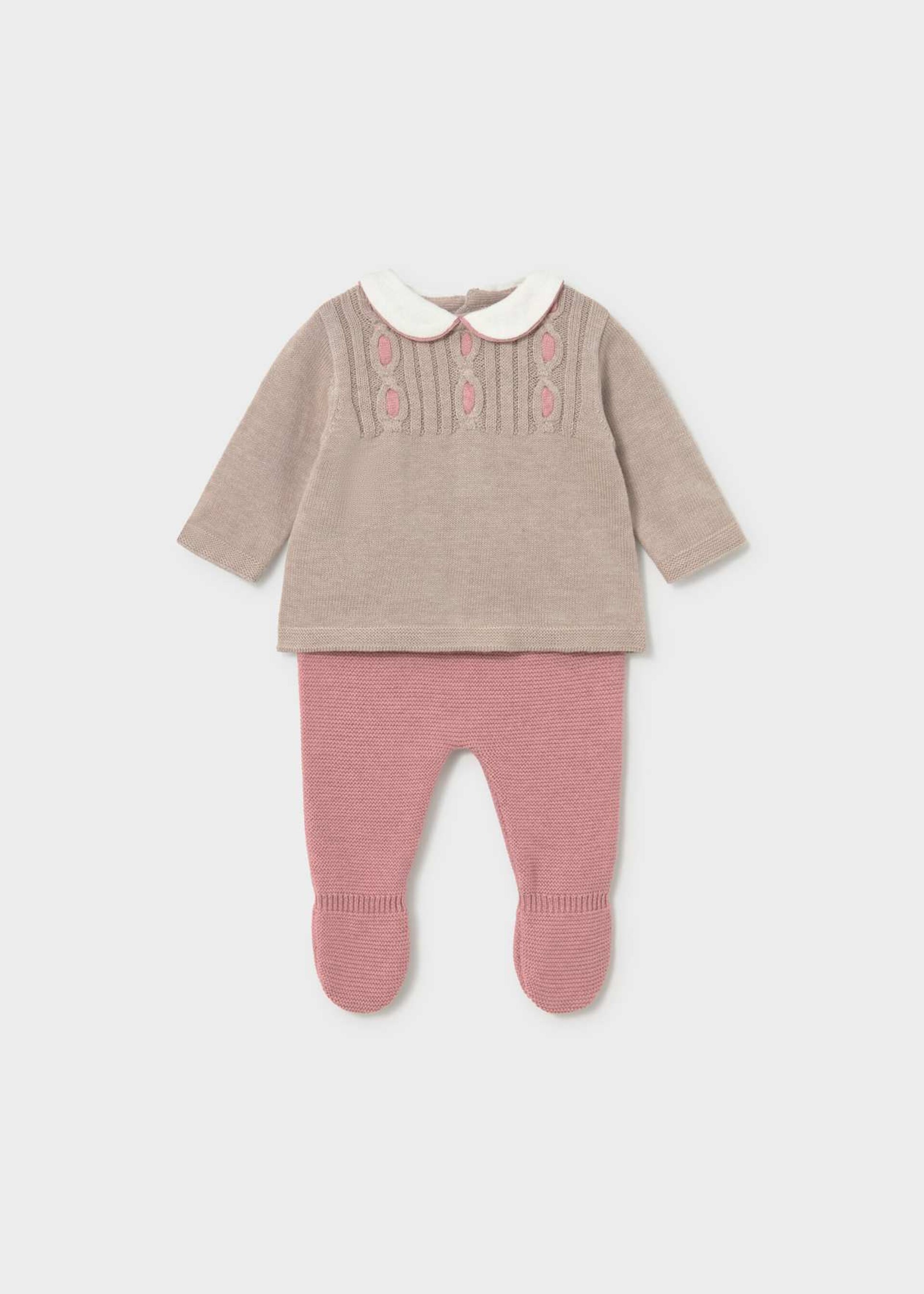 Completo 2 pezzi in caldo cotone Beige / Rosa Cipria Mayoral
