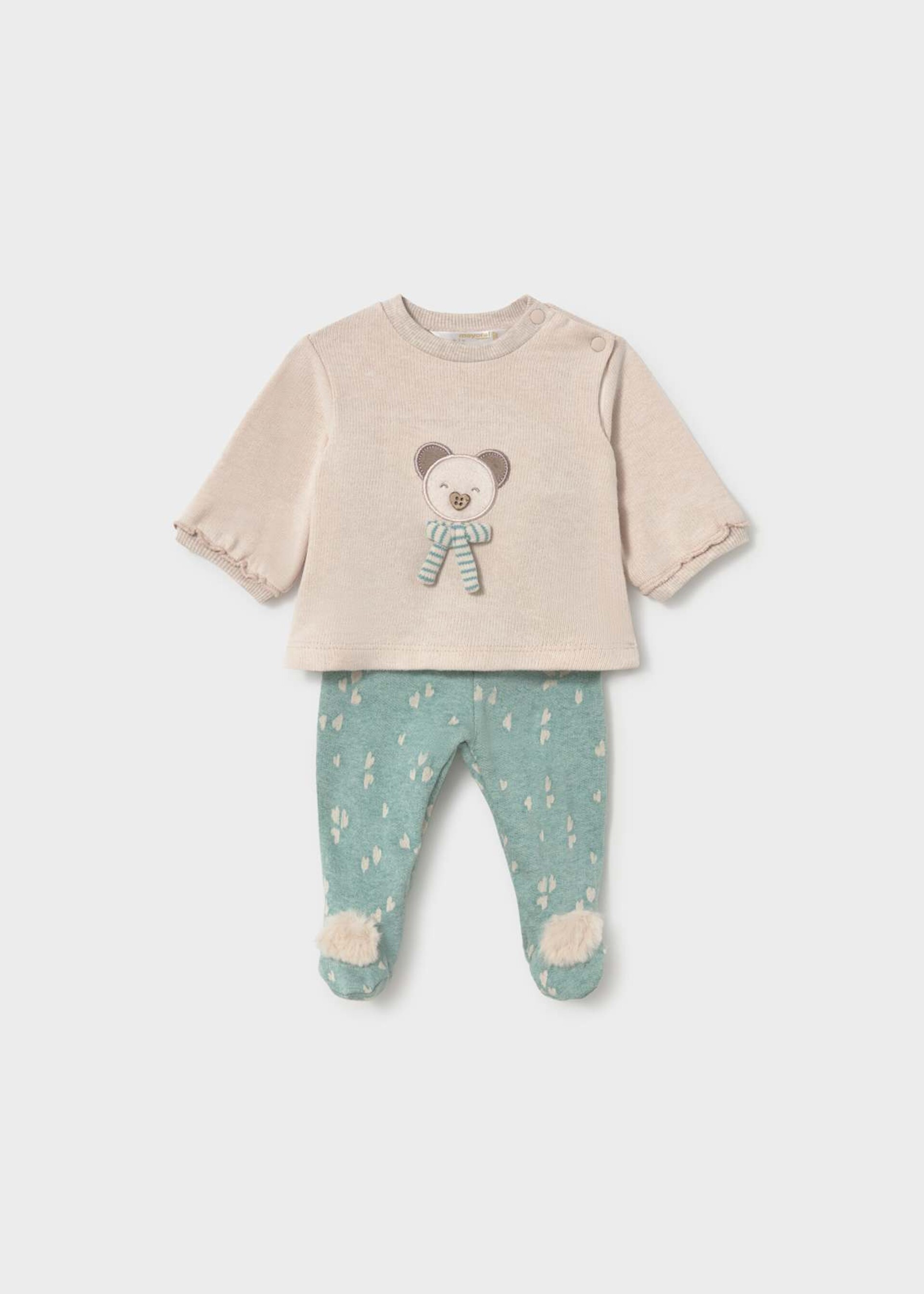 Completo 2 pezzi in caldo cotone Beige / Verde Mayoral