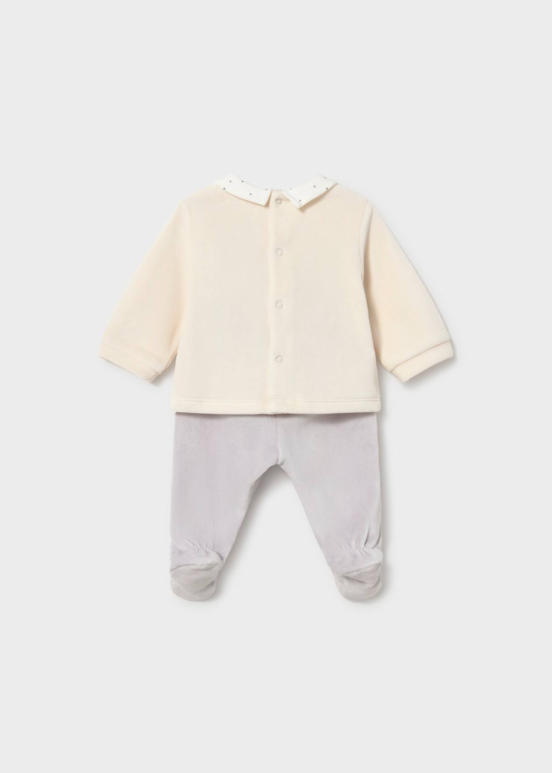 Completo 2 pezzi in ciniglia Panna / Grigio Mayoral