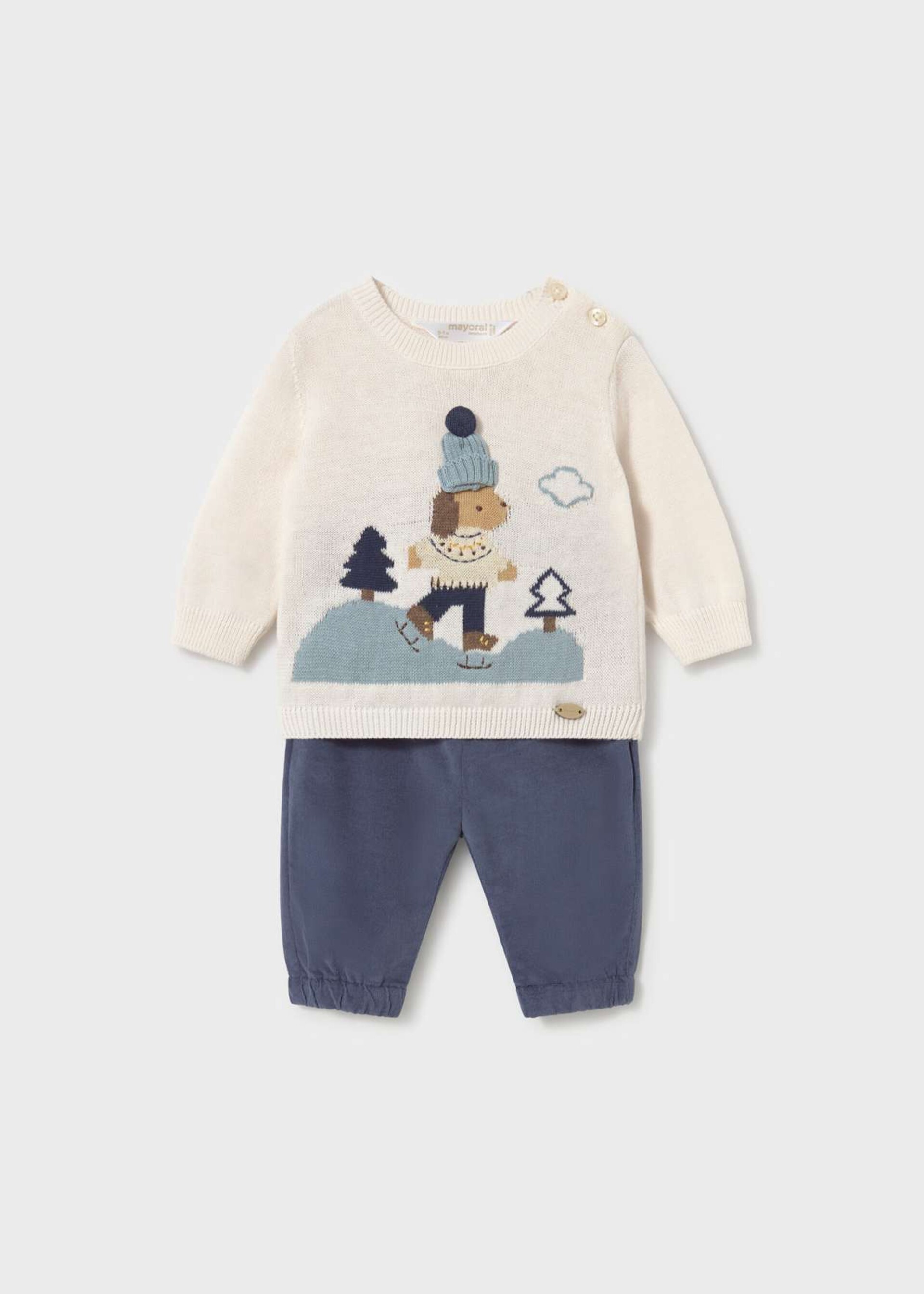 Completo 2 pezzi in caldo cotone Panna / Blu Mayoral