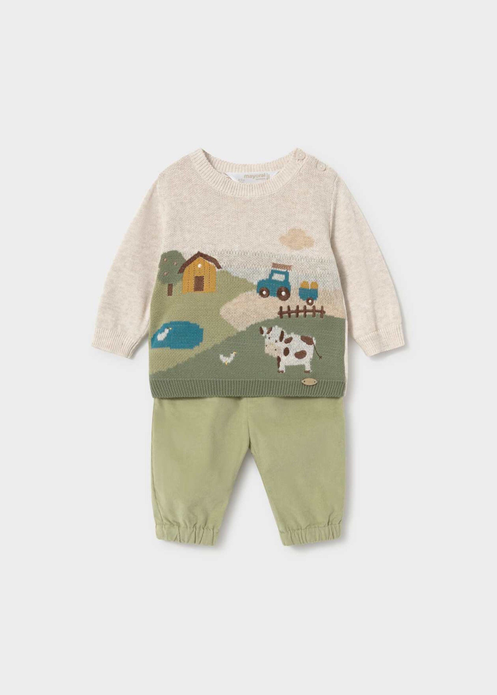 Completo 2 pezzi in caldo cotone Panna / Verde Mayoral