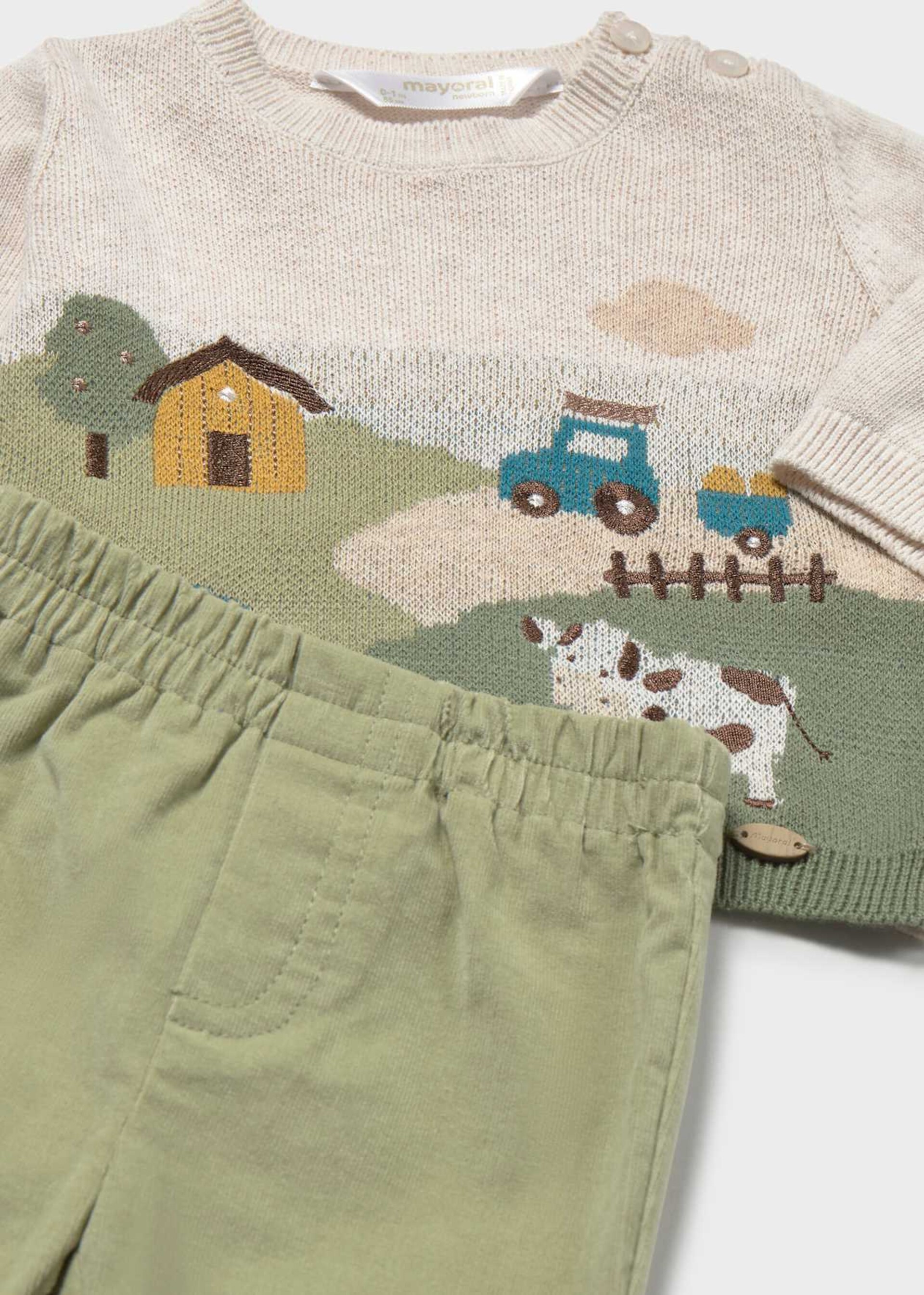 Completo 2 pezzi in caldo cotone Panna / Verde Mayoral
