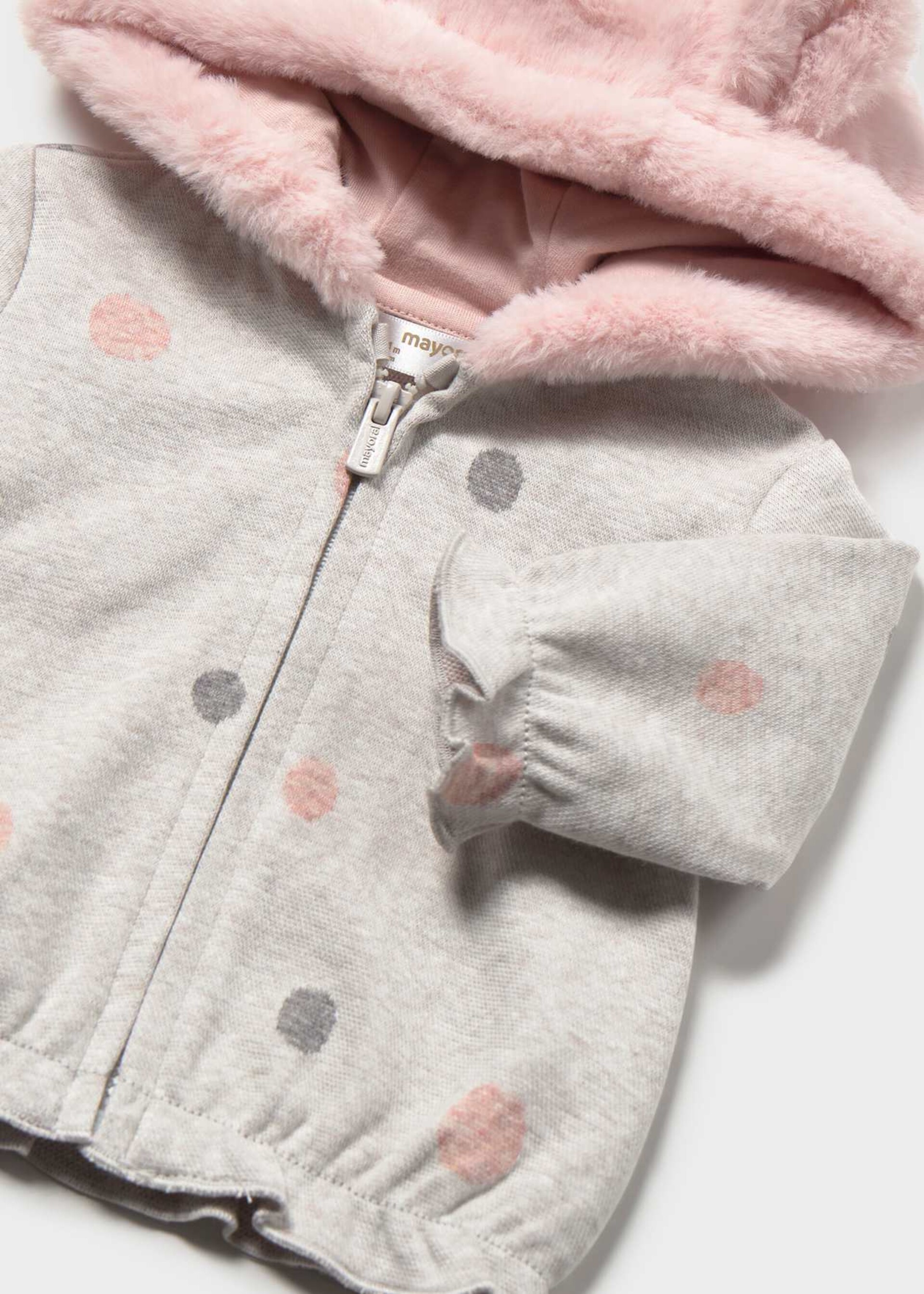Tuta 3 pezzi in caldo cotone Panna / Rosa / Grigio Mayoral